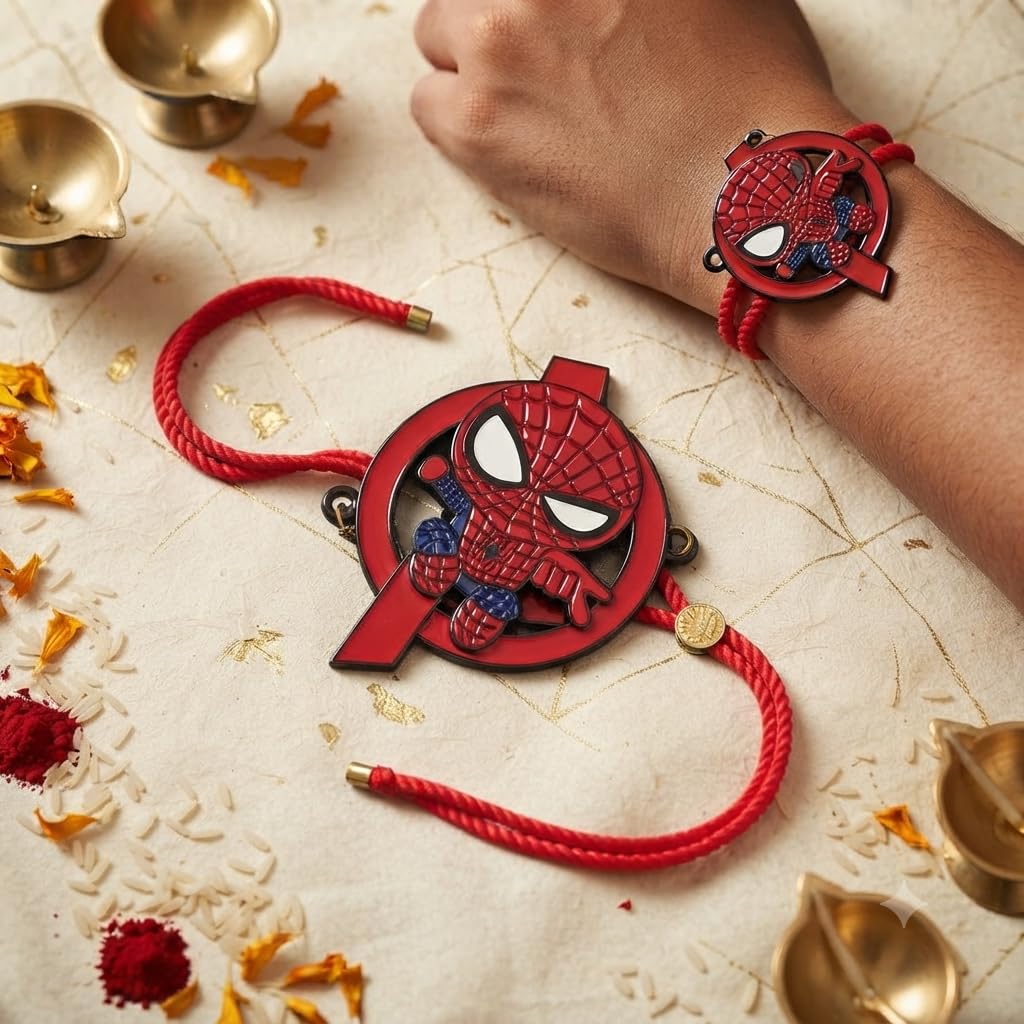 Marvel Spider-Man Metal Fidget Spinner Rakhi | Officially Licensed | 2 in 1 Toy and Rakhi | Rakhi for Boys, Bhaiya, Bhai | Raksha Bandhan Gift