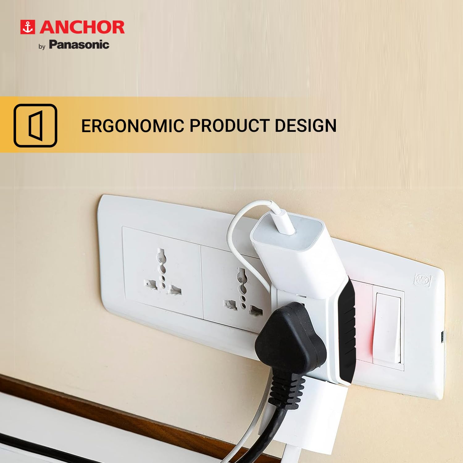 Anchor by Panasonic 6A 3 Pin Multiplug Travel Adapter with Universal Socket | 3 Pin Multi Plug Universal Socket (White) image 5