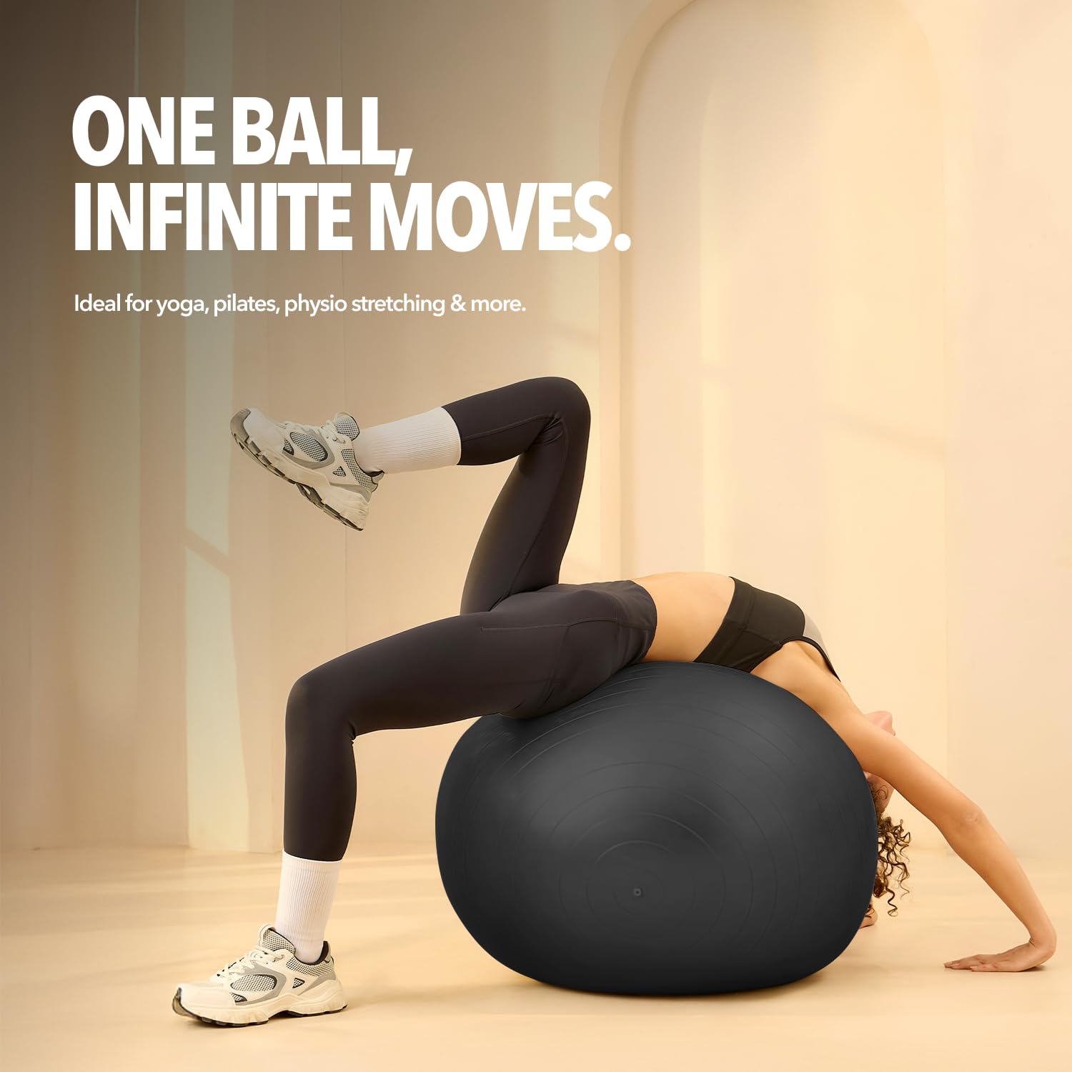 Boldfit Gym Ball for Exercise with Foot Pump, Workout Yoga for Women/Men Swiss for Balance Stability Training, Fitness-Black 55cm image 4