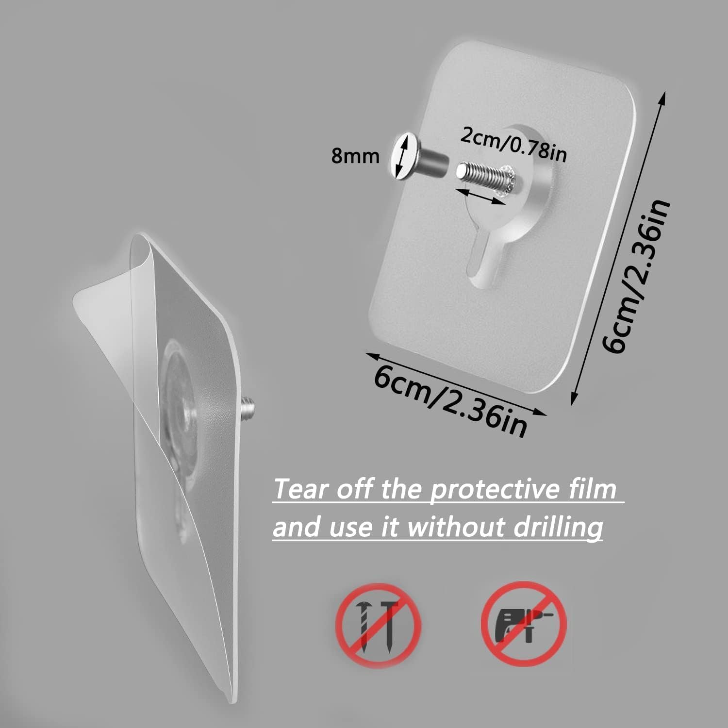 JIALTO Plastic 10 Pcs Self Adhesive Wall Hooks - Heavy Duty Transparent Hook for Photo Frames, Wall Clocks, Keys - No Damage, Easy Installation image 2