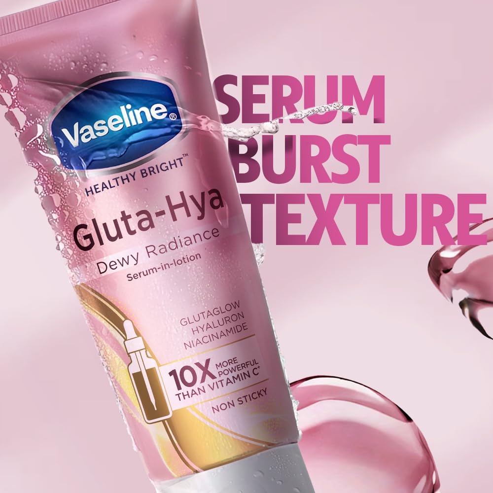 Vaseline Gluta-Hya Dewy Radiance Lotion for Face & Body | Gives Brighter Skin | Glutathione & Niacinamide Infused Moisturizer, 200ml image 5
