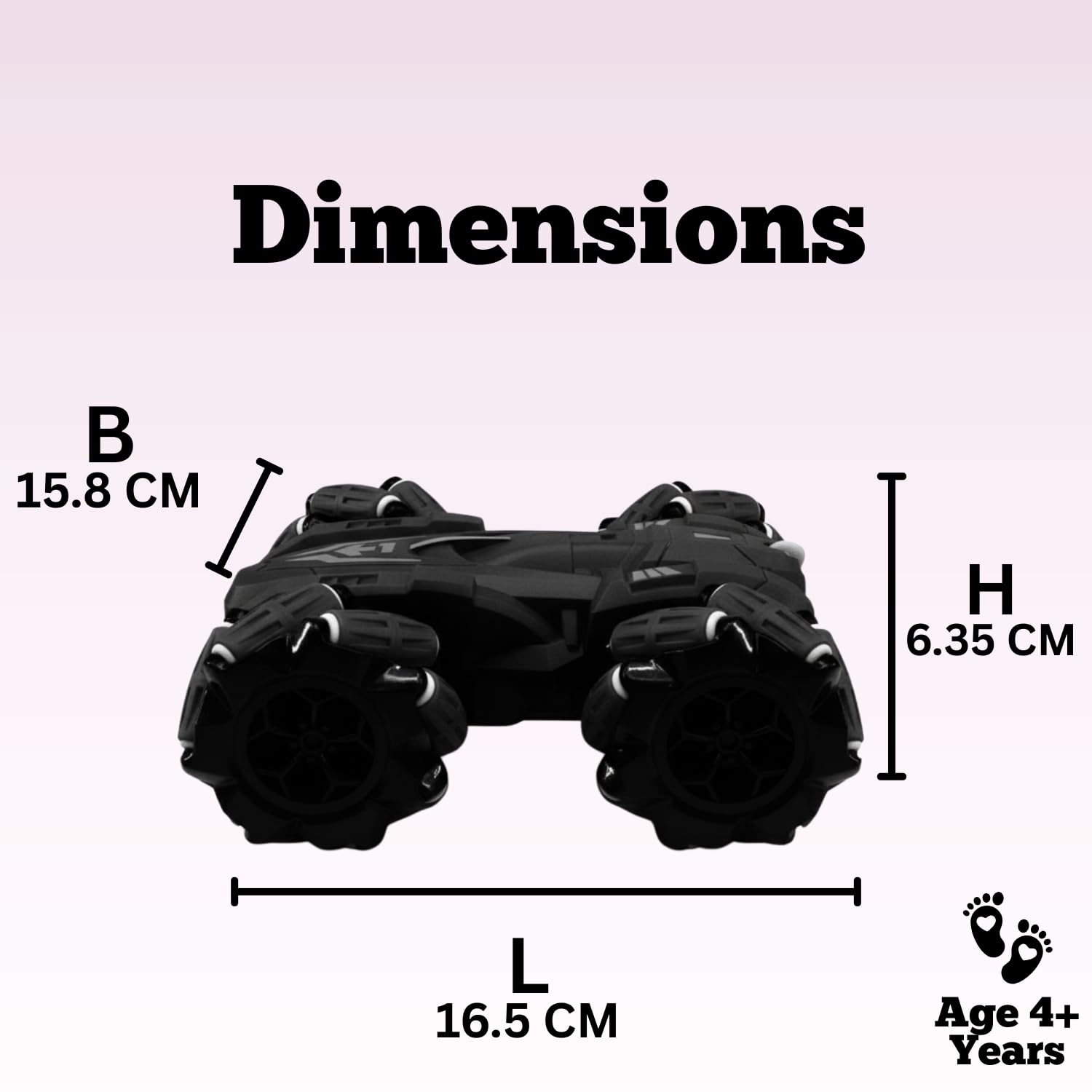 Remote Control Drift Stunt Car 4WD | 360° Rotating | Dual Sided Climbing | High-Speed Tumbling | Rechargeable Stunt Car | C-Type Charging | Remote Control Car for Kids | Made in India. (Black) image 2