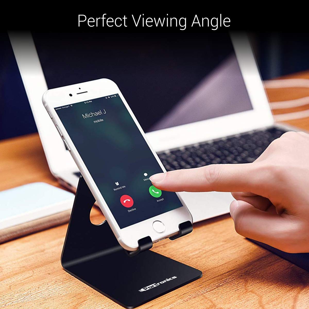 Portronics MODESK Universal Mobile Holder Stand with Metal Body, Anti Skid Design, Light Weight for All Smartphones, Tablets, Kindle, iPad(Black) image 5