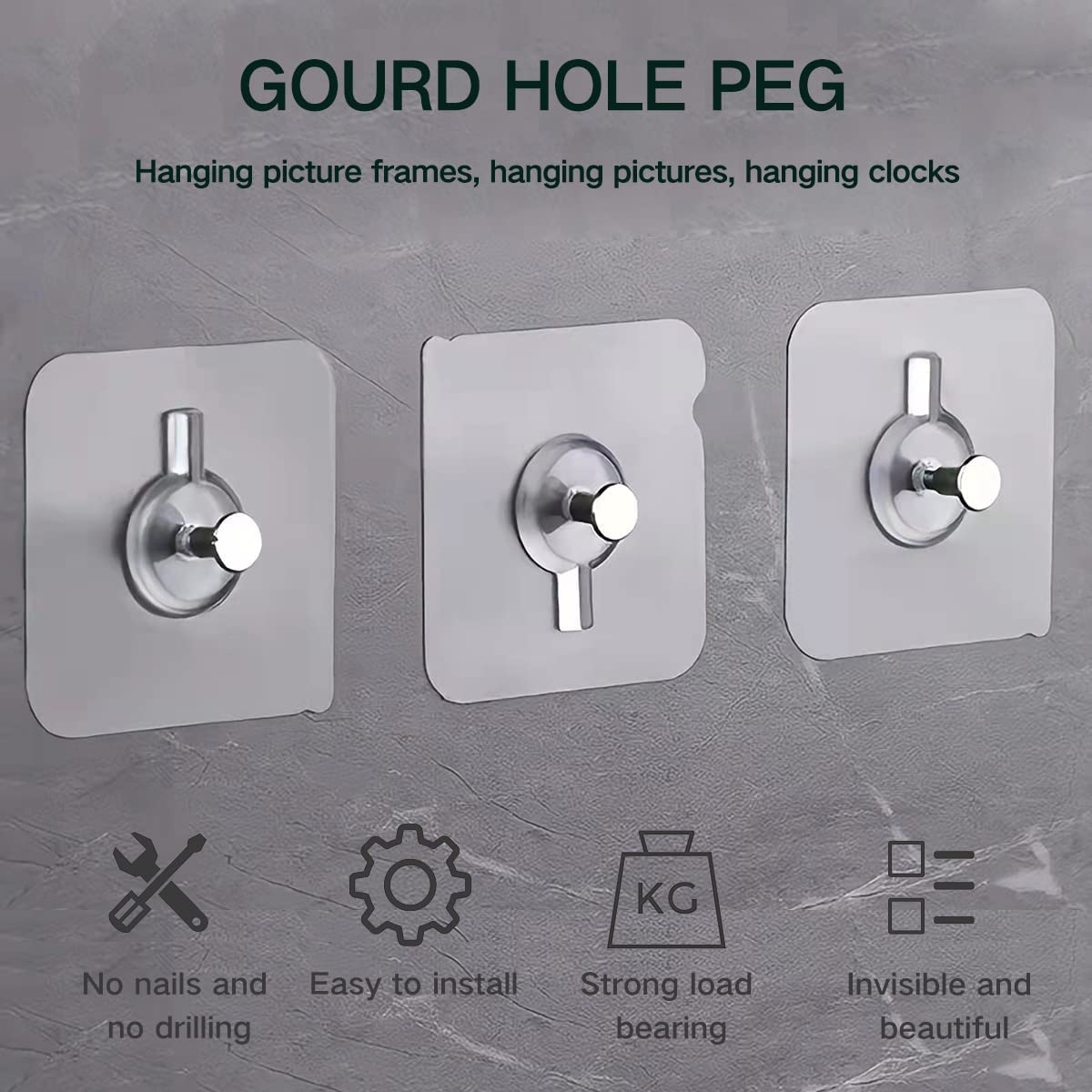 JIALTO 20 Pcs Self Adhesive Hooks for Secure Wall Hanging - Versatile 6mm Nail Hook for Photo Frames Hooks, Clocks, and More - Transparent, Heavy-Duty, No-Drill Solution image 5