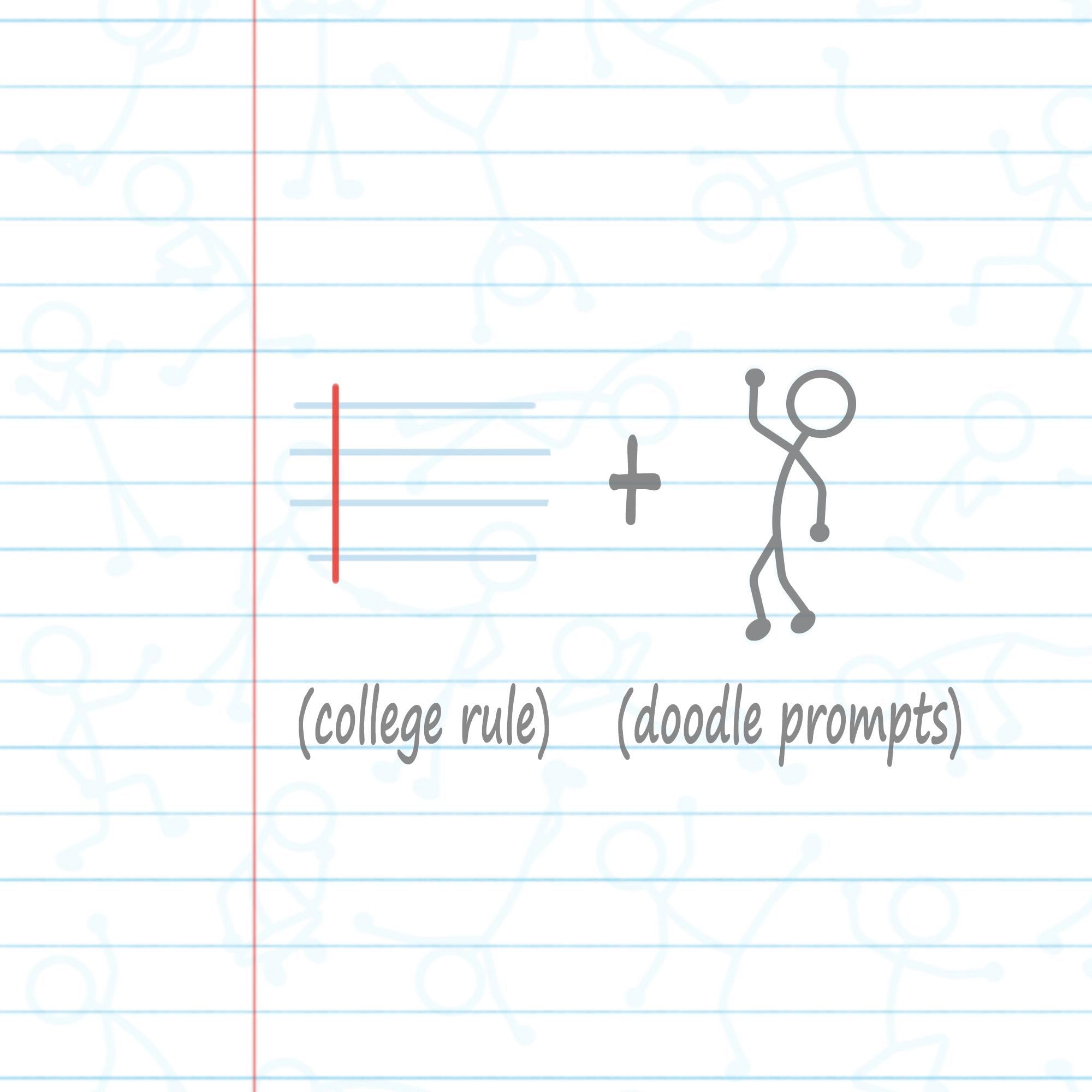 DoodleWrite College Ruled Wirebound Spiral Notebook, Includes Doodle Prompts to Keep Focus, Spark Creativity/Imagination, Relieve Stress, 11