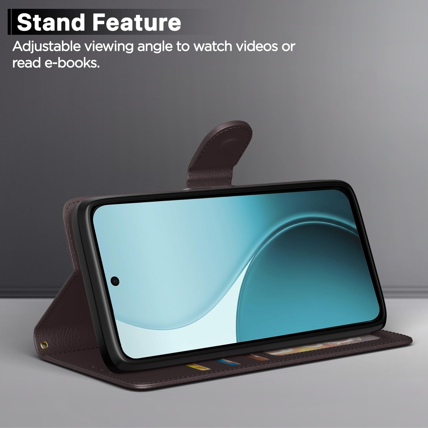 Pikkme Flip Cover for Mi Redmi A7 Pro/Poco C85x 5G / C81 Leather Finish | Inside TPU with Card Pockets | Wallet Stand and Shock Proof | Complete Protection Flip Case (Coffee) image 3