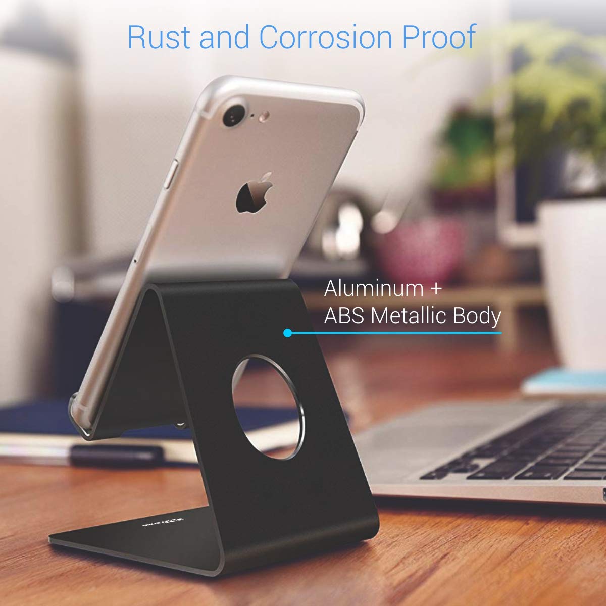 Portronics MODESK Universal Mobile Holder Stand with Metal Body, Anti Skid Design, Light Weight for All Smartphones, Tablets, Kindle, iPad(Black) image 3