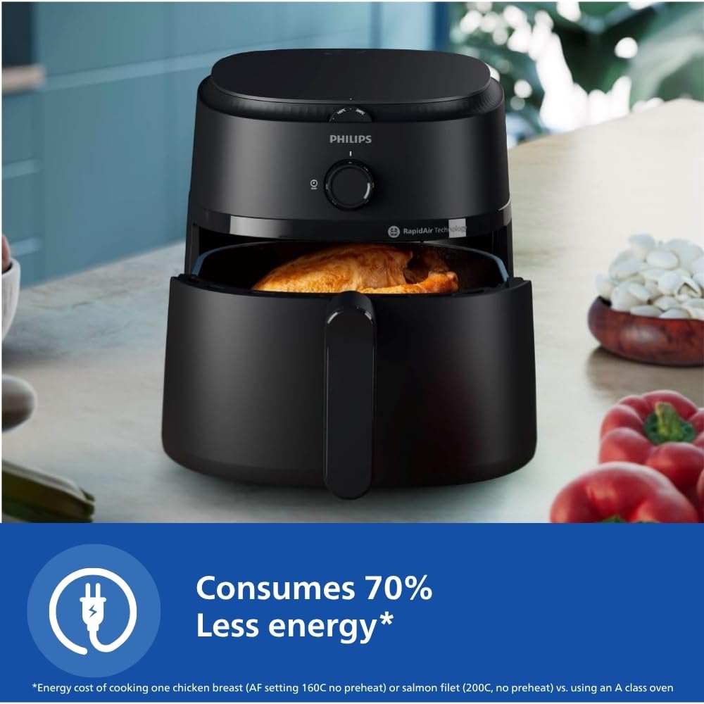 PHILIPS Air Fryer NA130, 6.2 Litre, Extra Large | uses up to 90% less fat, 1700W, with Rapid Air Technology (Black) image 4