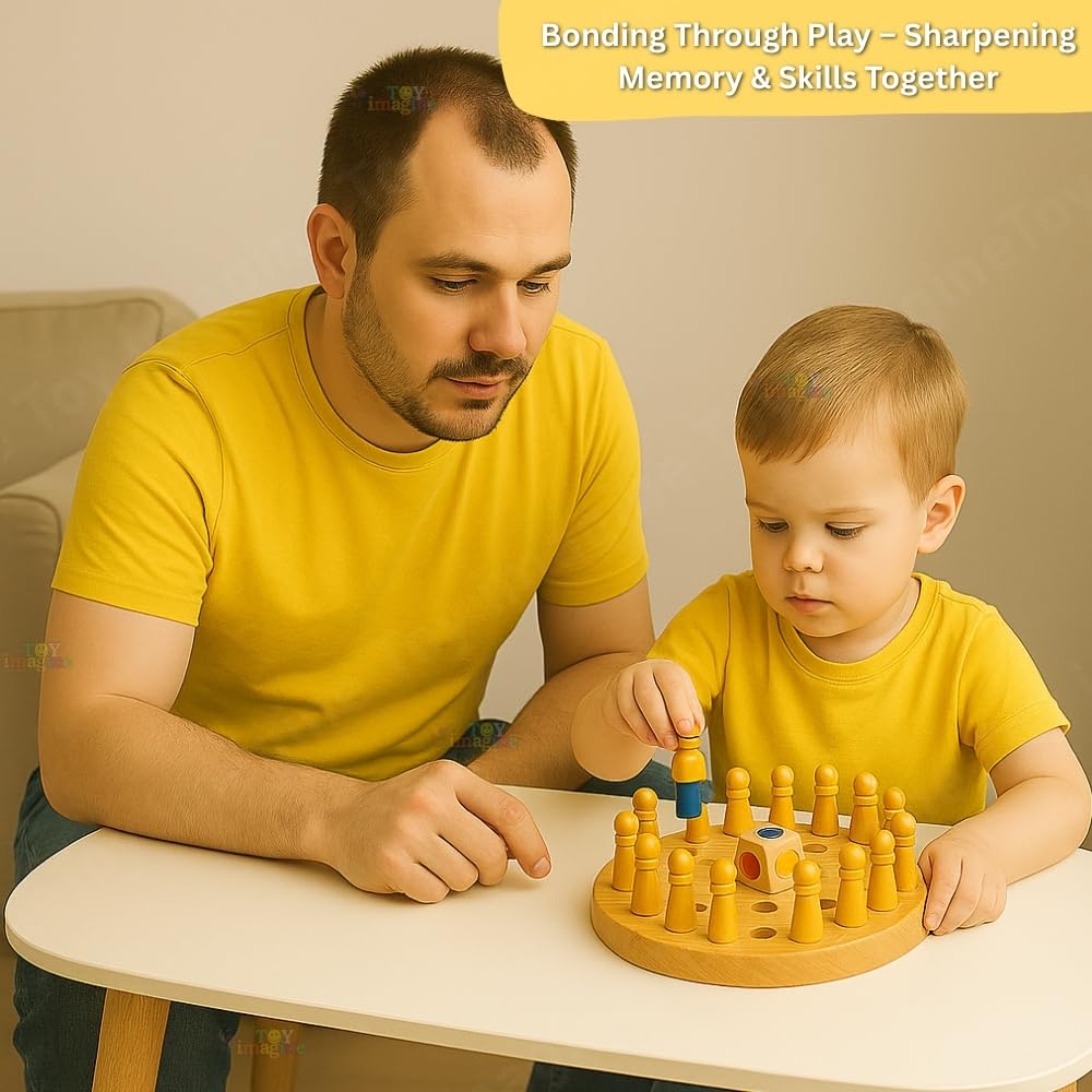 Toy Imagine Wooden Color Memory Chess Game for Kids Age 3+ | Wooden Memory Match Stick Chess Board Game | Brain Puzzle Toy for Boys, Girls & Adults | Montessori Learning & Family Game image 4