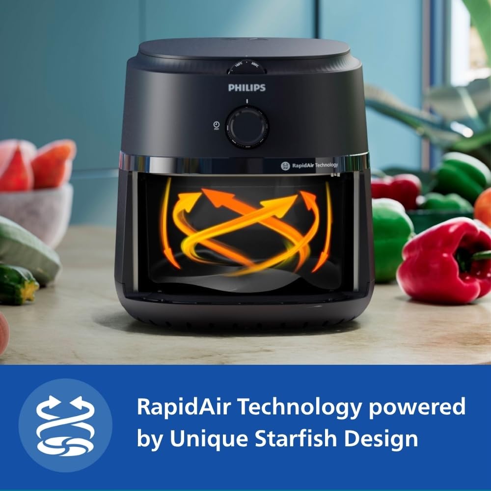 PHILIPS Air Fryer NA130, 6.2 Litre, Extra Large | uses up to 90% less fat, 1700W, with Rapid Air Technology (Black) image 3