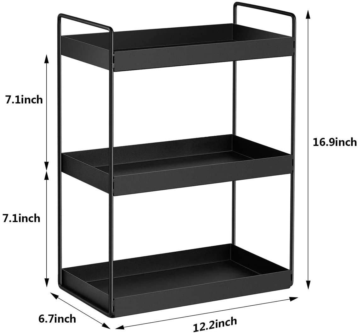 shiok decor® 3-Tier Standing Rack, bathroom Countertop Storage Shelf Organizer,spice storage organizer black make in india image 3