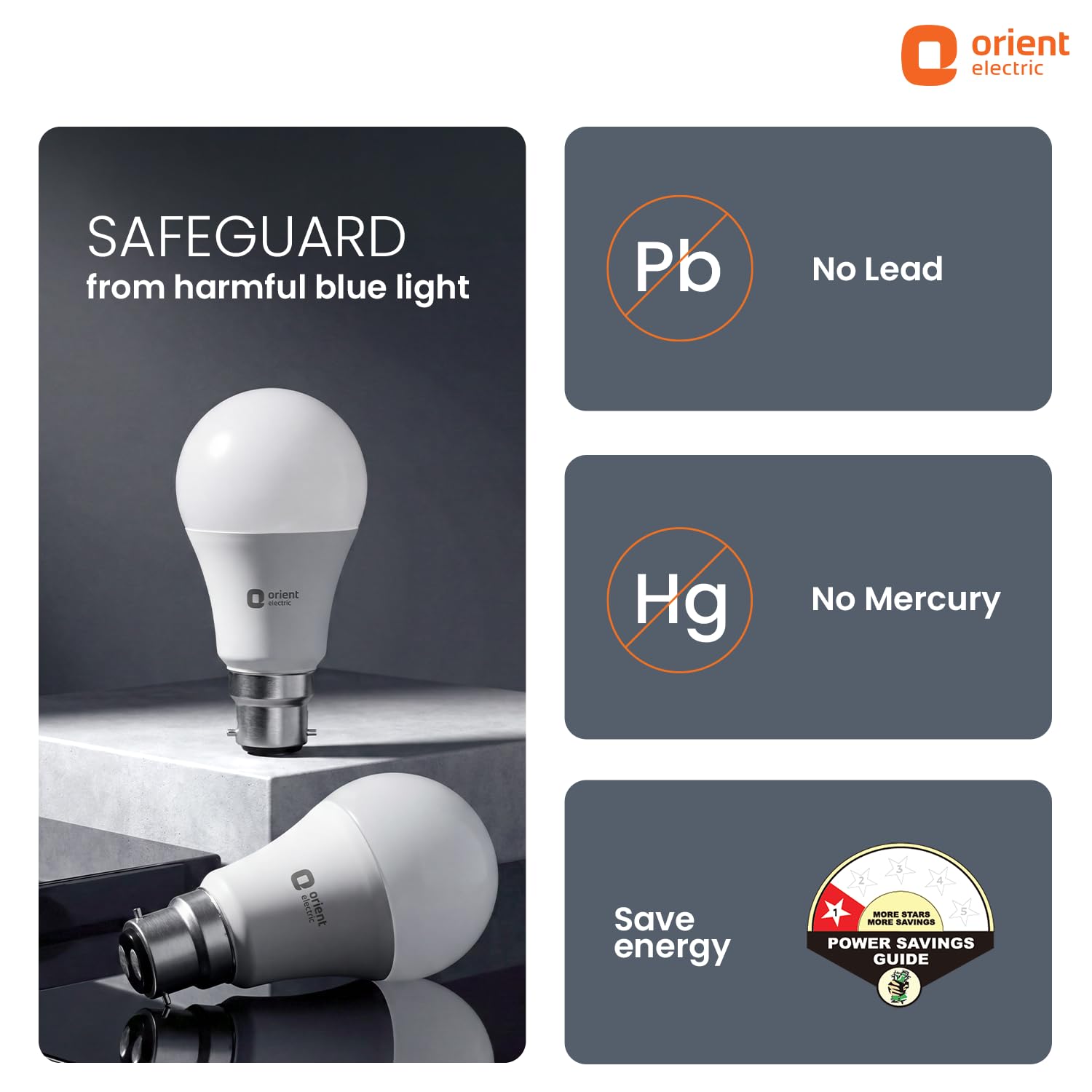 Orient Electric 9W High Glow LED bulb| 180-degree wide beam angle| Voltage surge protection up to 4 kV| 6500K, Cool White| B22d base| Made in India| Pack of 4 image 3