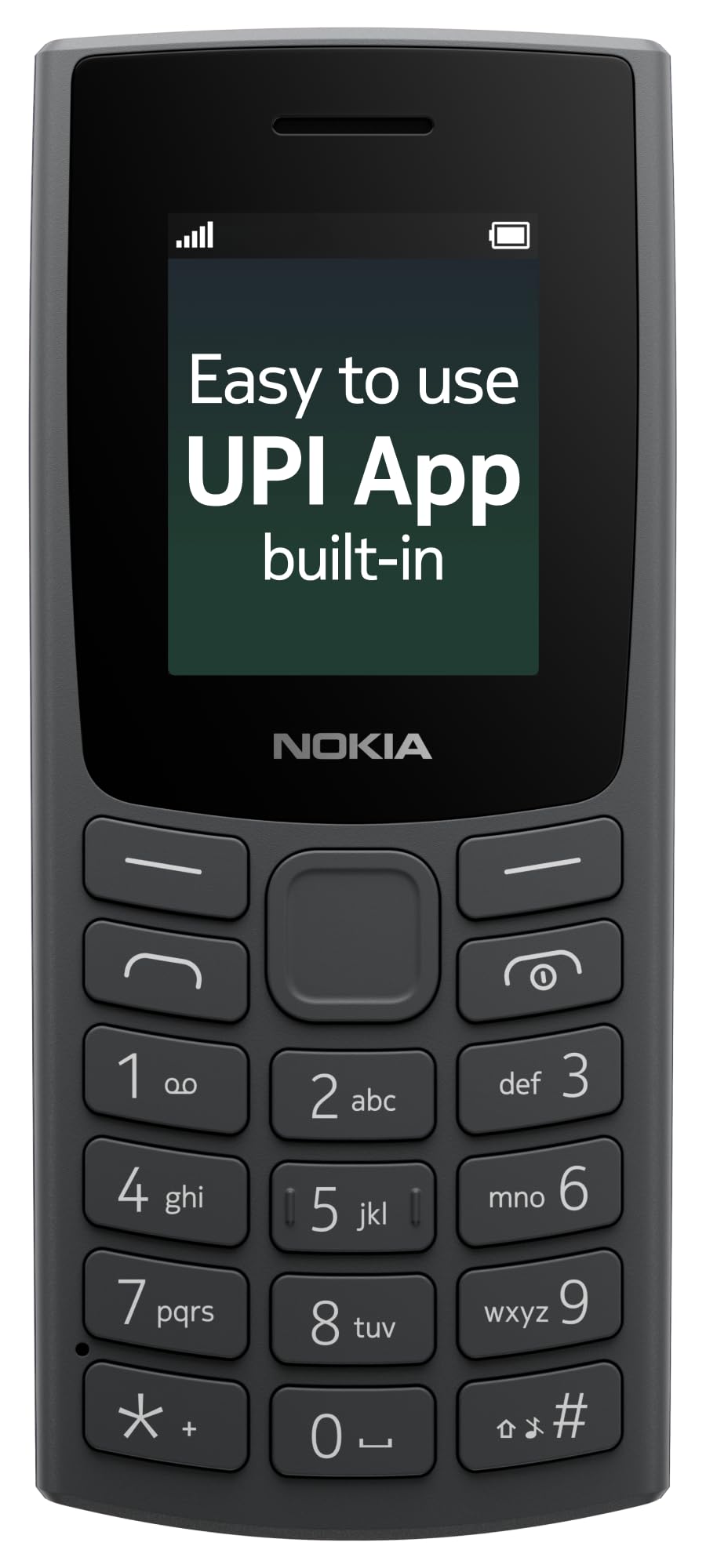 Nokia All-new 105 Single Sim Keypad Phone with Built-in UPI Payments, Long-Lasting Battery, Wireless FM Radio| 1 Year Replacement Guarantee | Charcoal