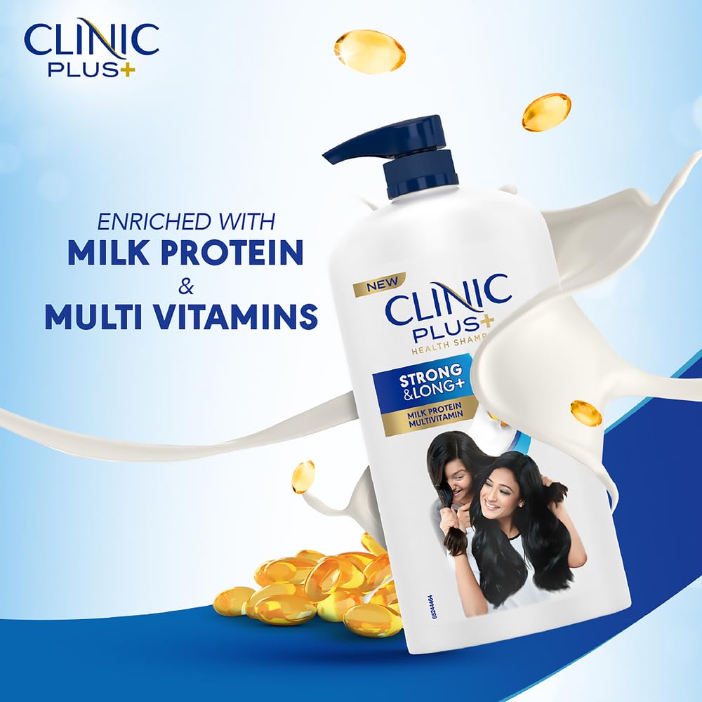 Clinic Plus Strong & Long Shampoo 1 L|| With Milk Proteins & Multivitamins for Healthy and Long Hair - Strengthening Shampoo for Hair Growth image 2