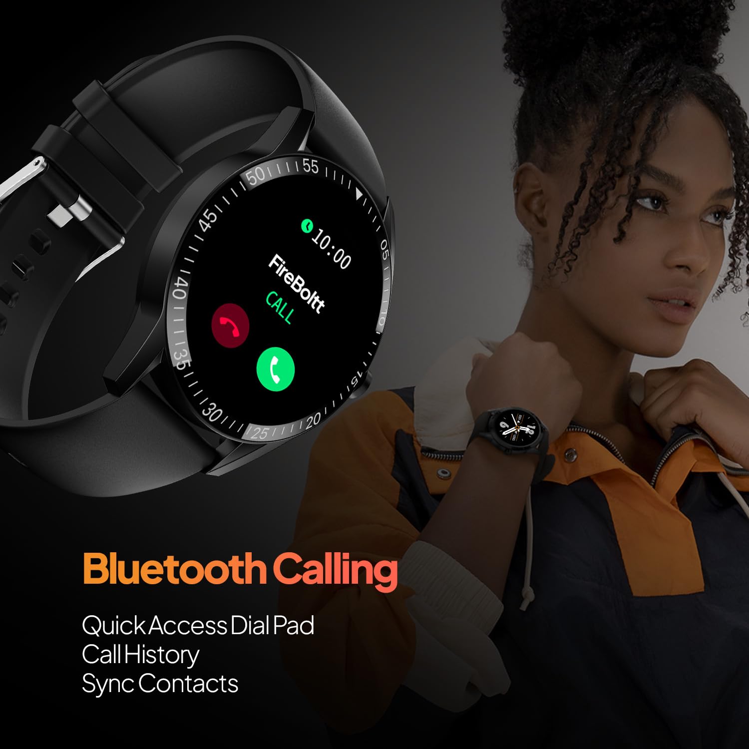 Fire-Boltt Talk Round Smart Watch 1.39″ TFT Display with Bluetooth Calling, Dual Button, Voice Assistance, SPO₂ & Heart Rate Monitor, 120+ Sports Modes, Smartwatch for Men & Women - Black image 5
