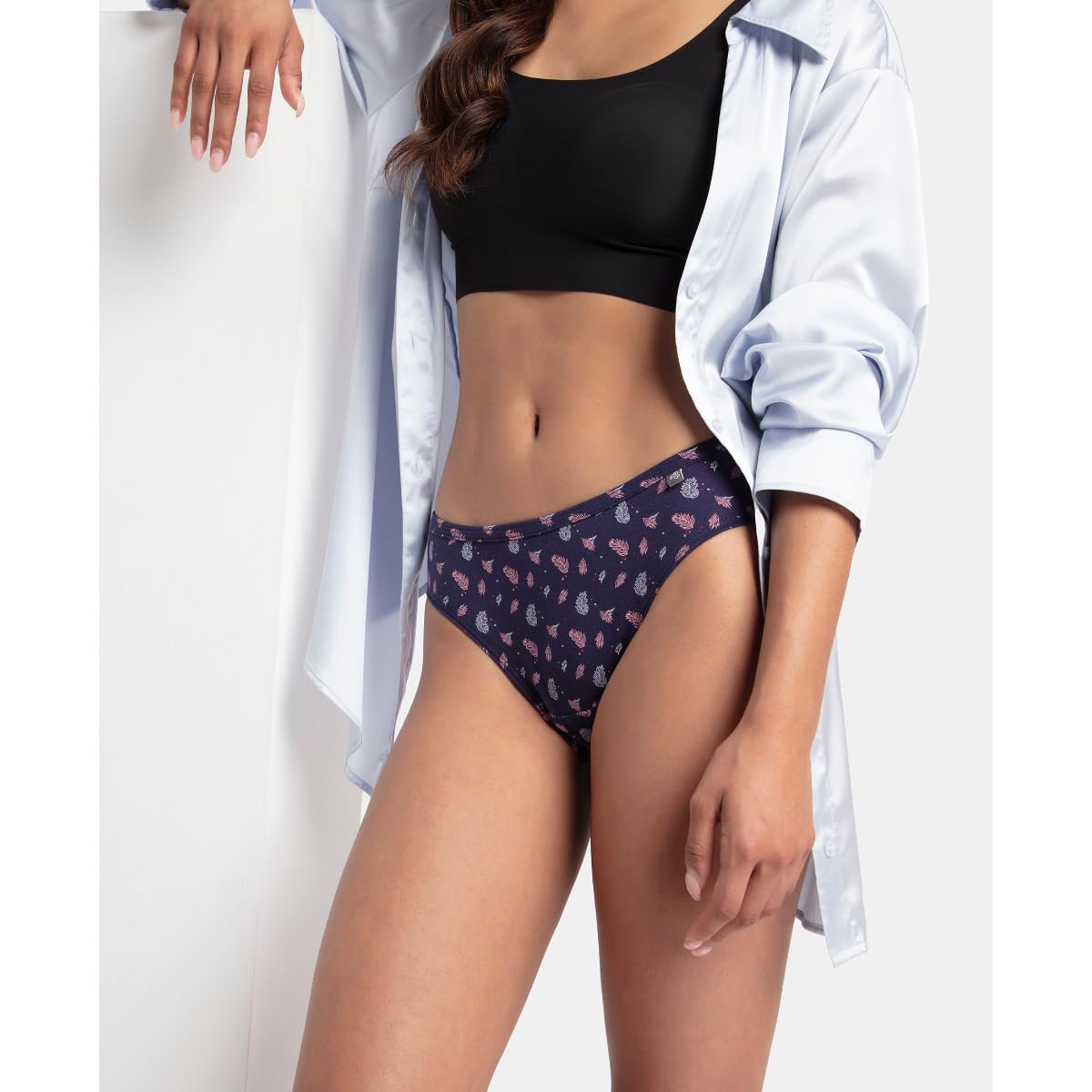 Jockey 1410 Women's Medium Coverage Super Combed Cotton Mid Waist Bikini with Concealed Waistband (Pack of 3_Colors & Prints May Vary) image 5