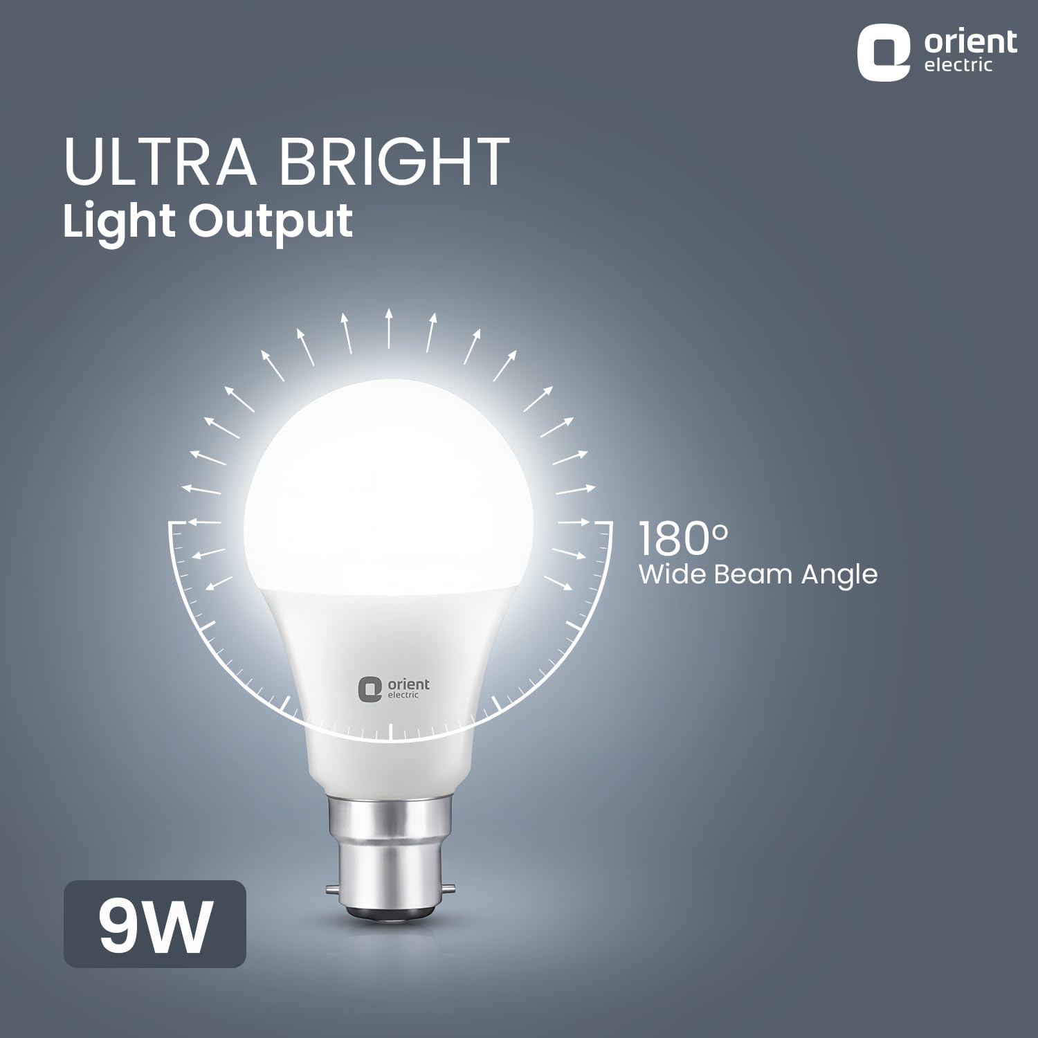 Orient Electric 9W High Glow LED bulb| 180-degree wide beam angle| Voltage surge protection up to 4 kV| 6500K, Cool White| B22d base| Made in India| Pack of 4 image 2