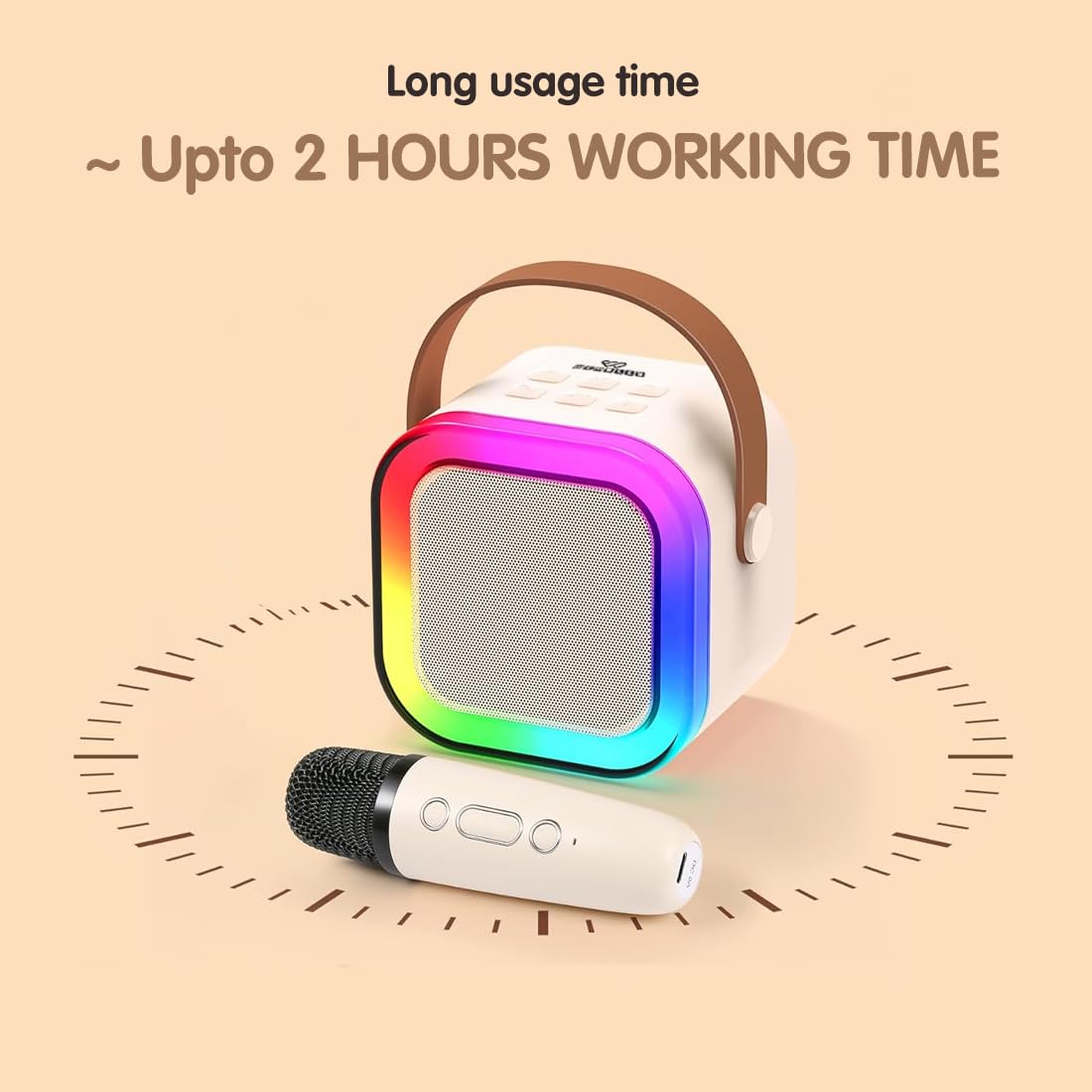 Wembley Rechargeable Karaoke Mic with Speaker for Singing | Wireless Mini Portable Bluetooth Speaker with Microphone & LED Lights | Cute Birthday Gift for Kids Musical Toys for Boys, Girls and Adults image 4