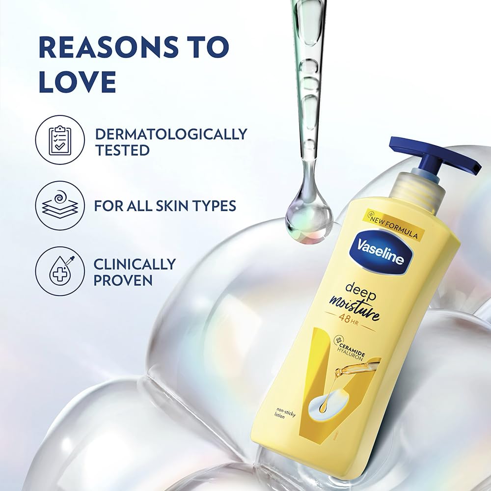 Vaseline Deep Moisture Body Lotion |For Dry Skin | Cushion Soft Skin| With Ceramides Hyaluron Moisture Fillers 400ml image 5