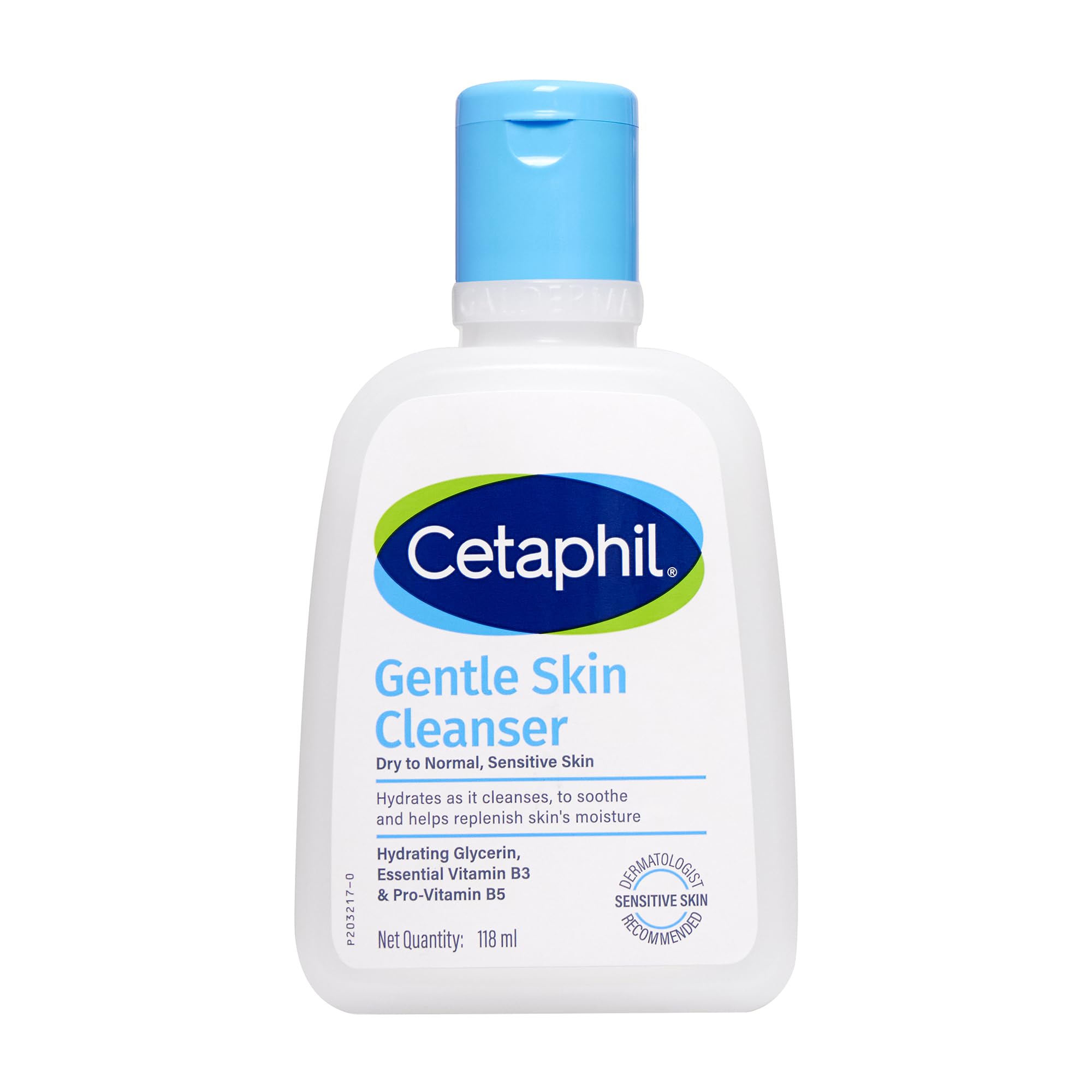 Cetaphil Gentle Skin Hydrating Face Wash 118ml, Paraben Free, Sulphate-Free Gentle Skin Hydrating Cleanser with Niacinamide, Vitamin B5 for Dry to Normal, Sensitive Skin