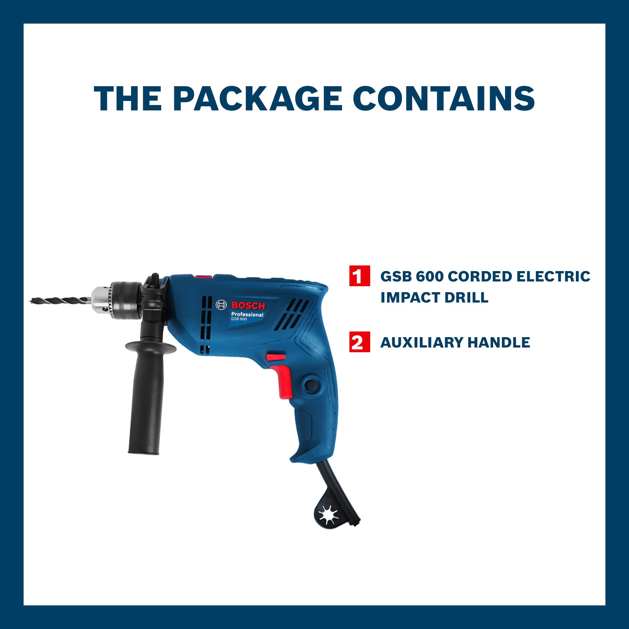 BOSCH GSB 600 Impact Drill Machine for Home & Wall | 600W Motor | 13mm Chuck | 3000 RPM | 48000 BPM | Variable Speed | Double Insulation | 1 Year Warranty image 2