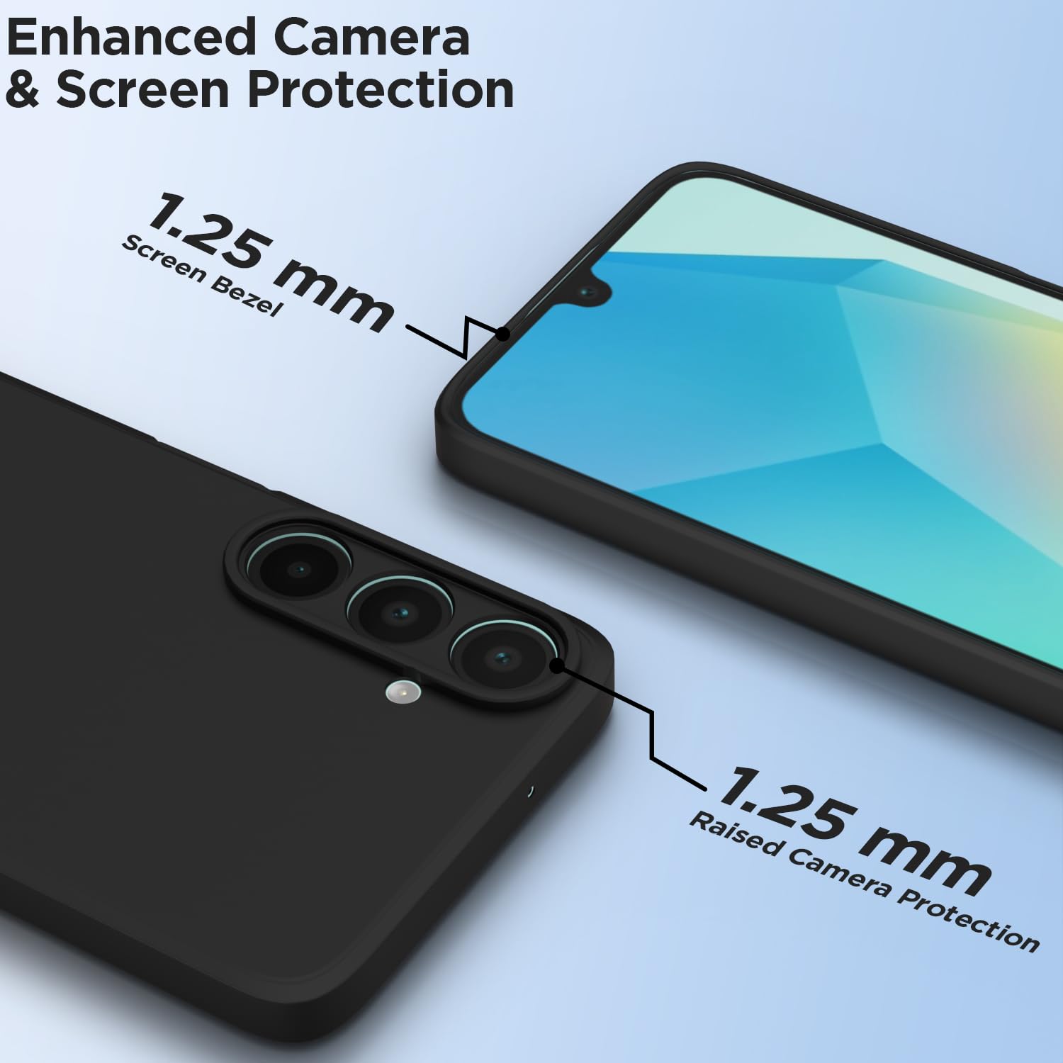 Pikkme Back Cover for Samsung Galaxy M17 5G / A17 5G / F17 5G | Camera Protection Shockproof Soft Matte Silicone Bumper Case (Black) image 2