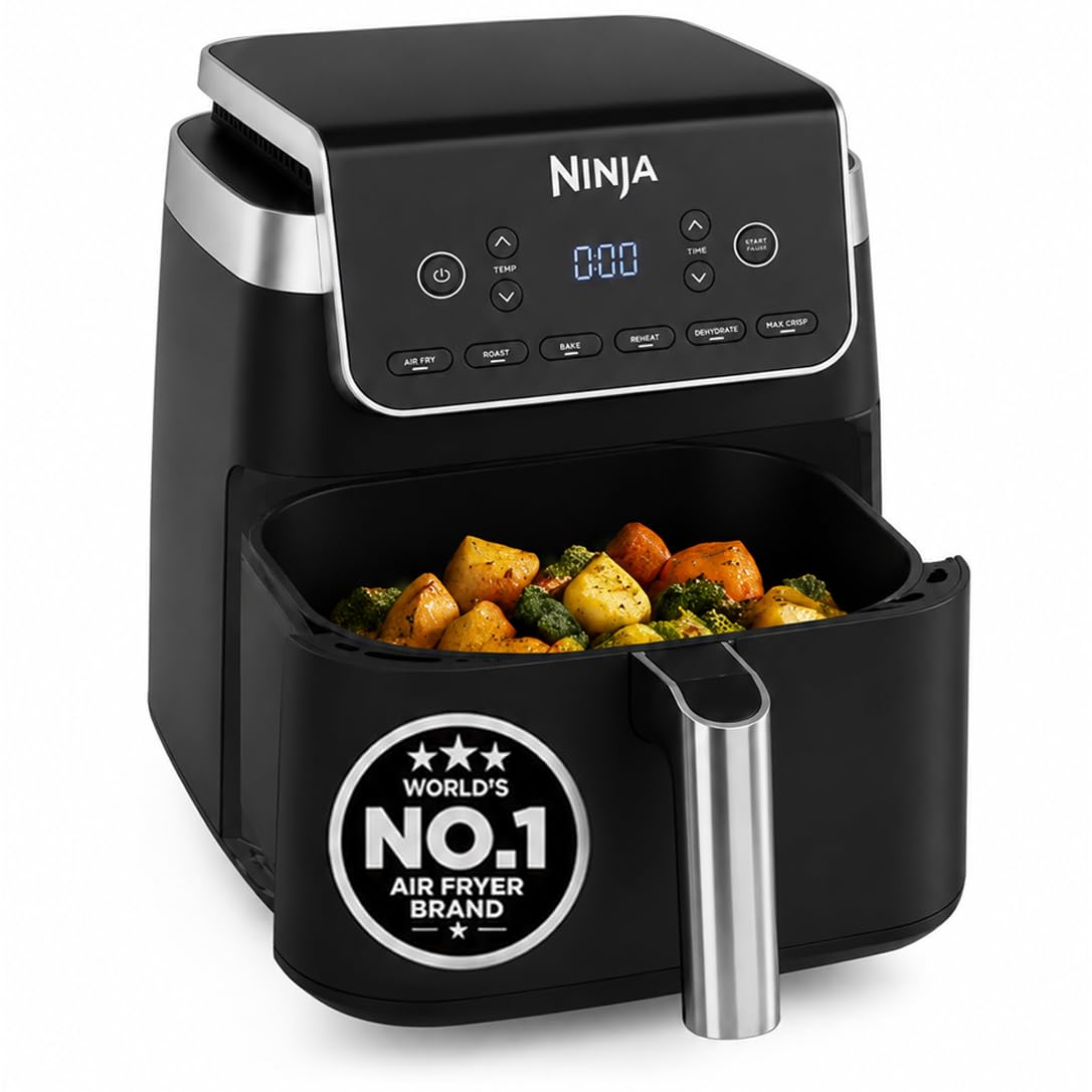 Ninja Air Fryer MAX PRO 6.2L (AF180IN) | 2000W | Max Crisp Technology | Variable Air Flow | PFOA-Free Non-Stick | 6-in-1 Air Fry, Roast, Bake & More | Cook from Frozen to Crispy
