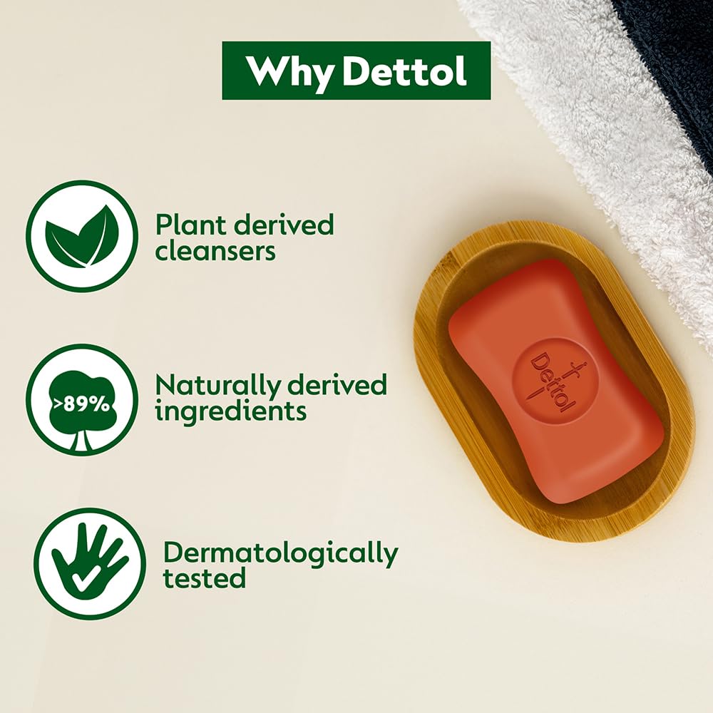 Dettol Original Germ Protection Bathing Soap Bar (625gm) | Kills 99.99% germs, 125gm , Pack of 5 image 5