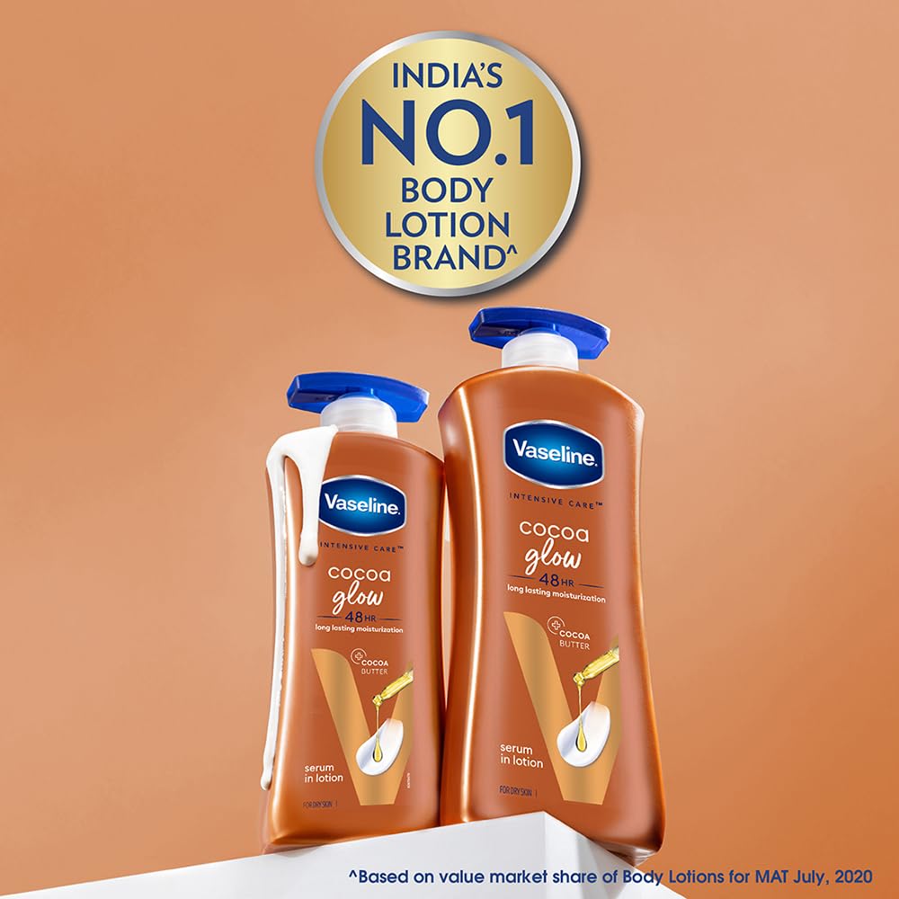 Vaseline Cocoa Glow Serum In Lotion, 600 ml | 100% Pure Cocoa & Shea Butter for Glowing & Soft Skin image 5