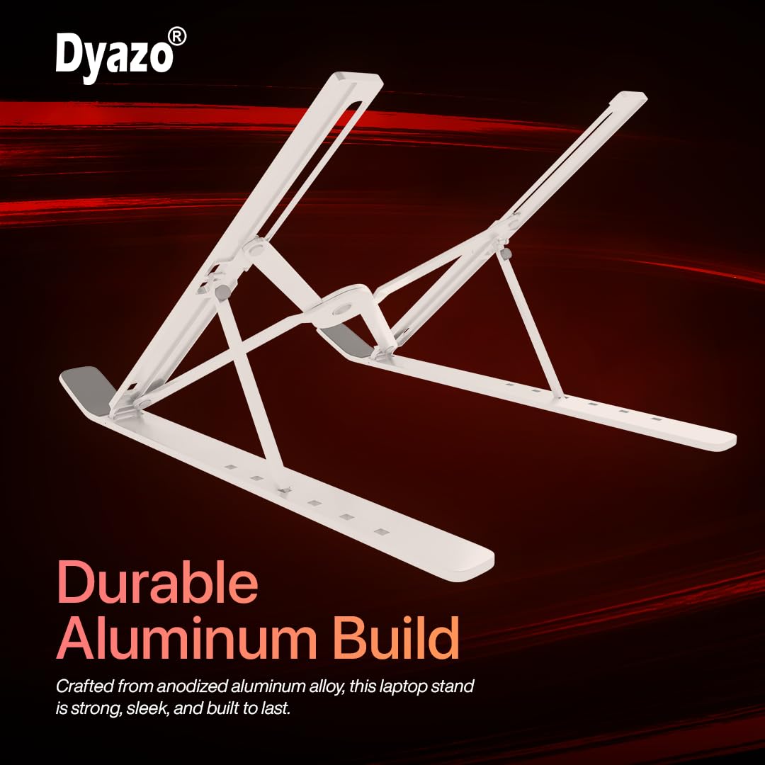 Dyazo 6 Angles Adjustable Aluminum Ergonomic Foldable Portable Tabletop Laptop/Desktop Riser Stand Holder Compatible for MacBook, HP, Dell, Lenovo & All Other Notebook (Silver) image 4