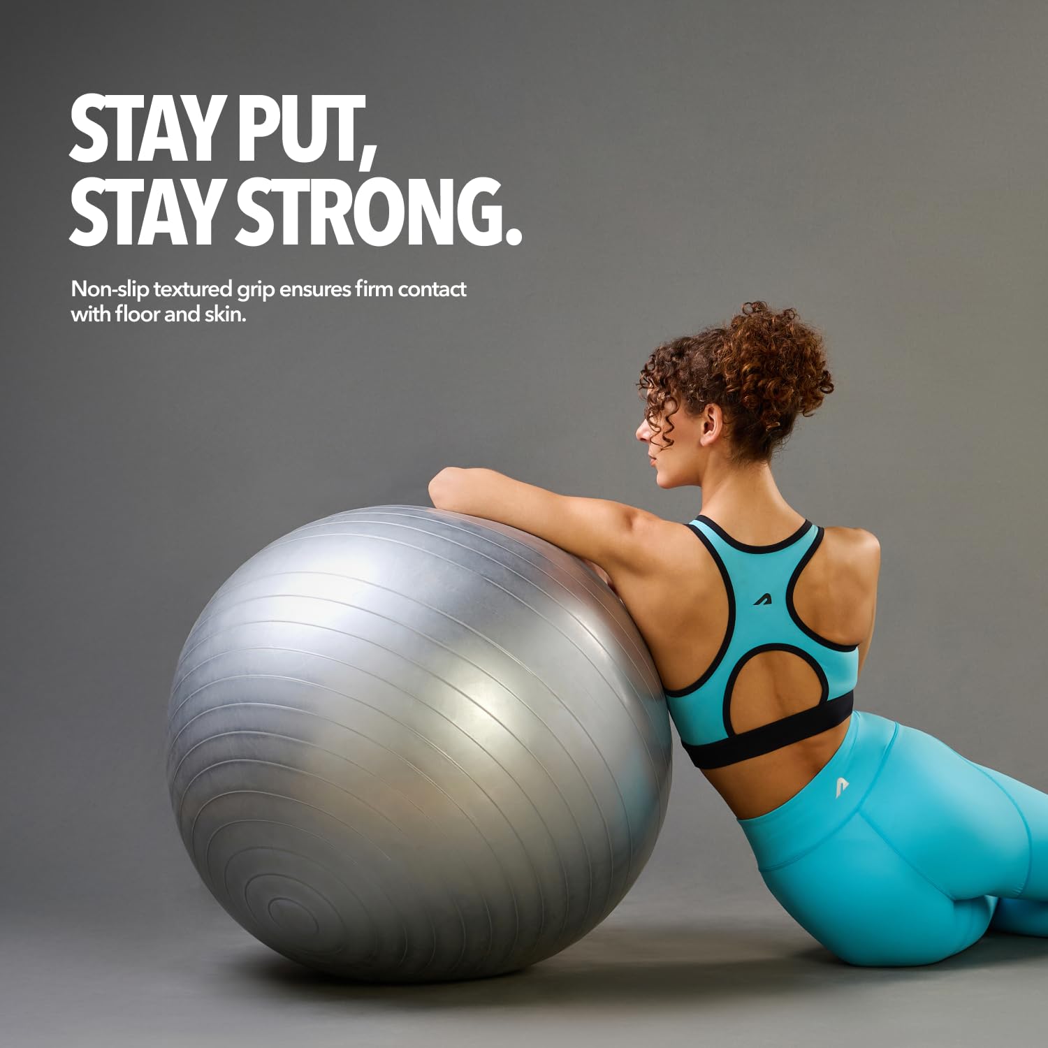 Boldfit Gym Ball for Exercise with Foot Pump for Workout Yoga for Women and Men Swiss Ball for Balance Stability Training, Fitness 65cm-Grey image 5