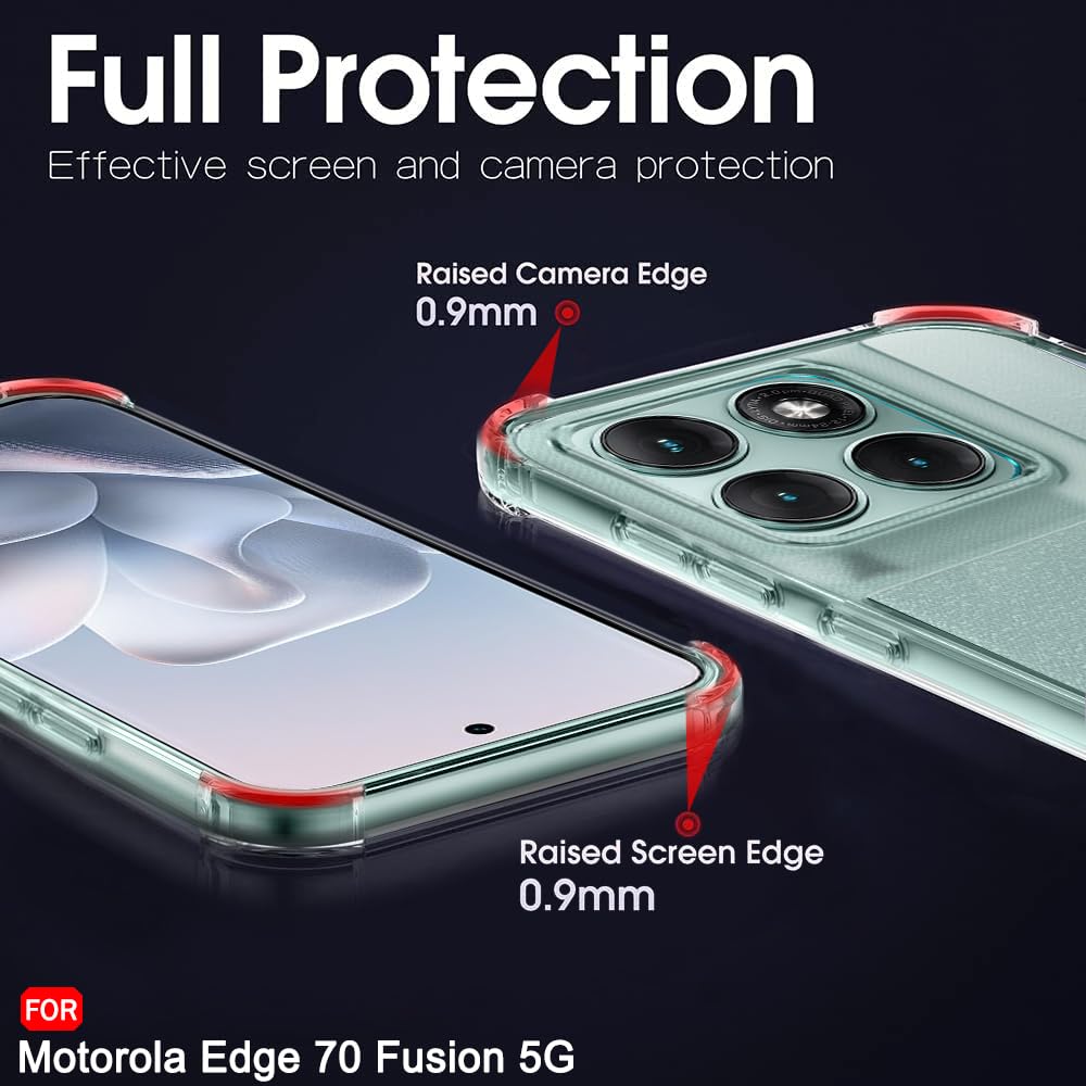 TheGiftKart Crystal Clear Back Cover Case for Motorola Moto Edge 70 Fusion 5G | 360 Degree Protection | Shock Proof Design | Transparent Back Case Cover (PC & TPU, Transparent Bumper) image 3