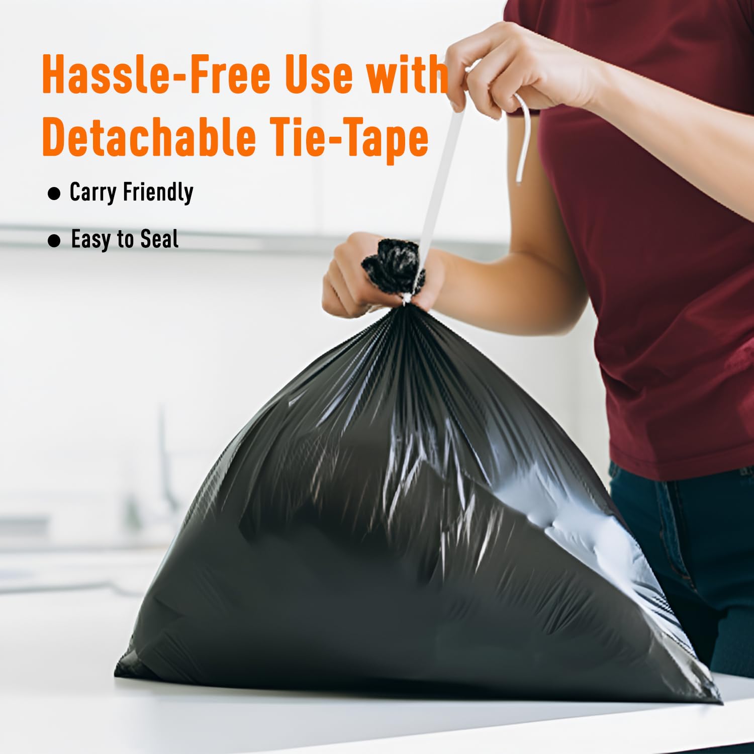 Amazon Brand - Presto! Garbage Bags | Medium | 180 Count | 30 Bags X 6 Rolls | 19 X 21 Inches | For Dry & Wet Waste | Black image 3