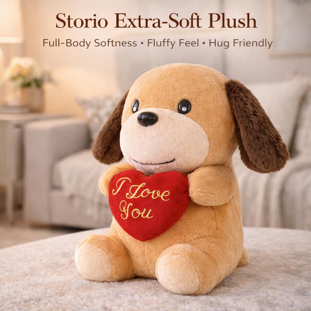Storio I Love You Valentine Plush Dog | Cute Soft Cuddly Stuffed Animal with Red Heart | Valentine Gift, Birthday Gift Special | Romantic Plush Toy 7 Inches image 5