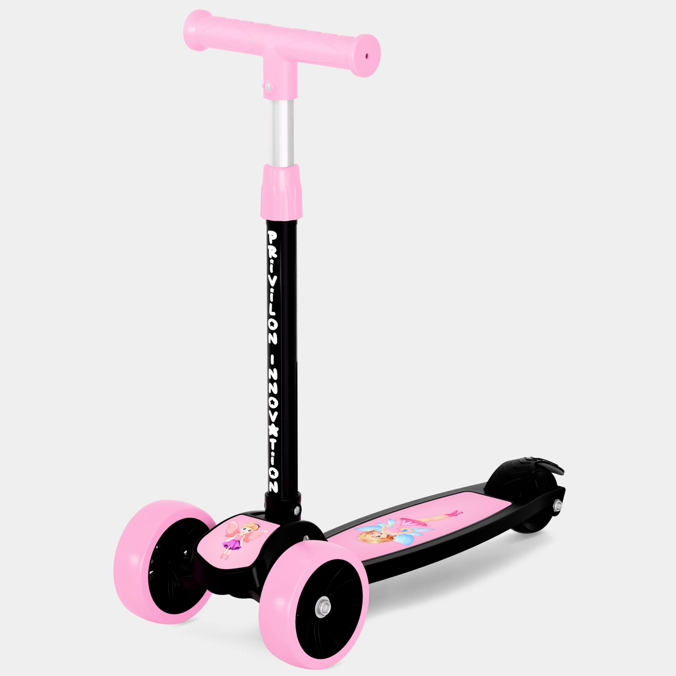 MAGICLY Kids 3-Wheel Foldable Scooter – Adjustable Height, Wide Anti-Slip Deck, Smooth PU Wheels Game, Lightweight Kick Scooter for Boys & Girls of Ages 2-10 Years (SCOOETR Pink)