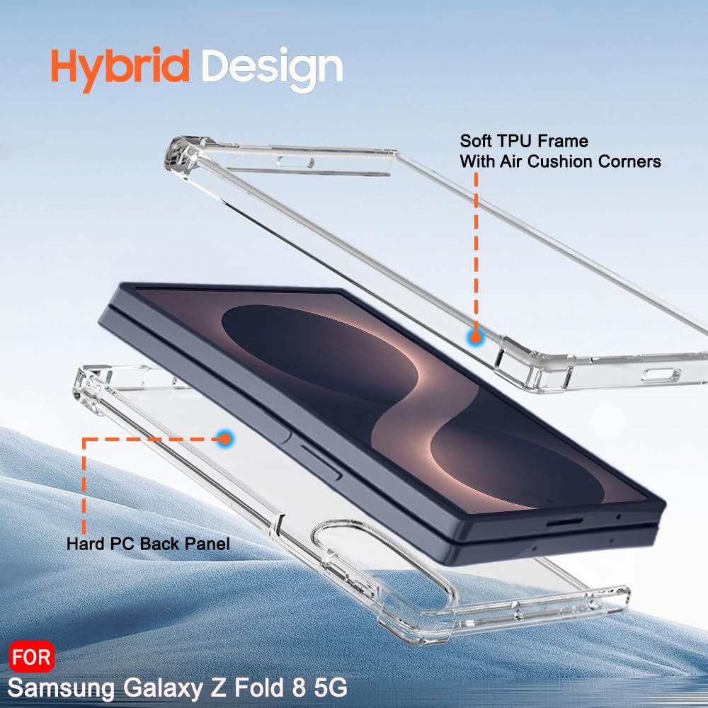 TheGiftKart Crystal Clear Back Cover Case for Samsung Galaxy Z Fold 8 5G | 360 Degree Protection | Shock Proof Design | Hard Back Cover Case for Samsung Z Fold8 5G (PC & TPU, Transparent Bumper) image 3