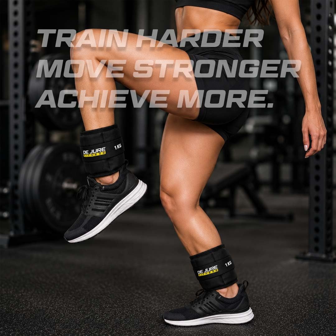 De Jure Fitness Adjustable Ankle & Wrist Weights Pair (1KG x 2) for Men & Women | Strength Training, Walking, Running, Workout, Yoga | Comfortable, Durable | Z Black – 2KG image 4