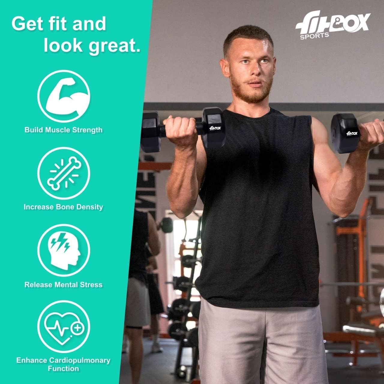 FitBox Sports 4kg Exlusive Octa PVC Fixed Dumbbells (2kg x 2) Black image 3
