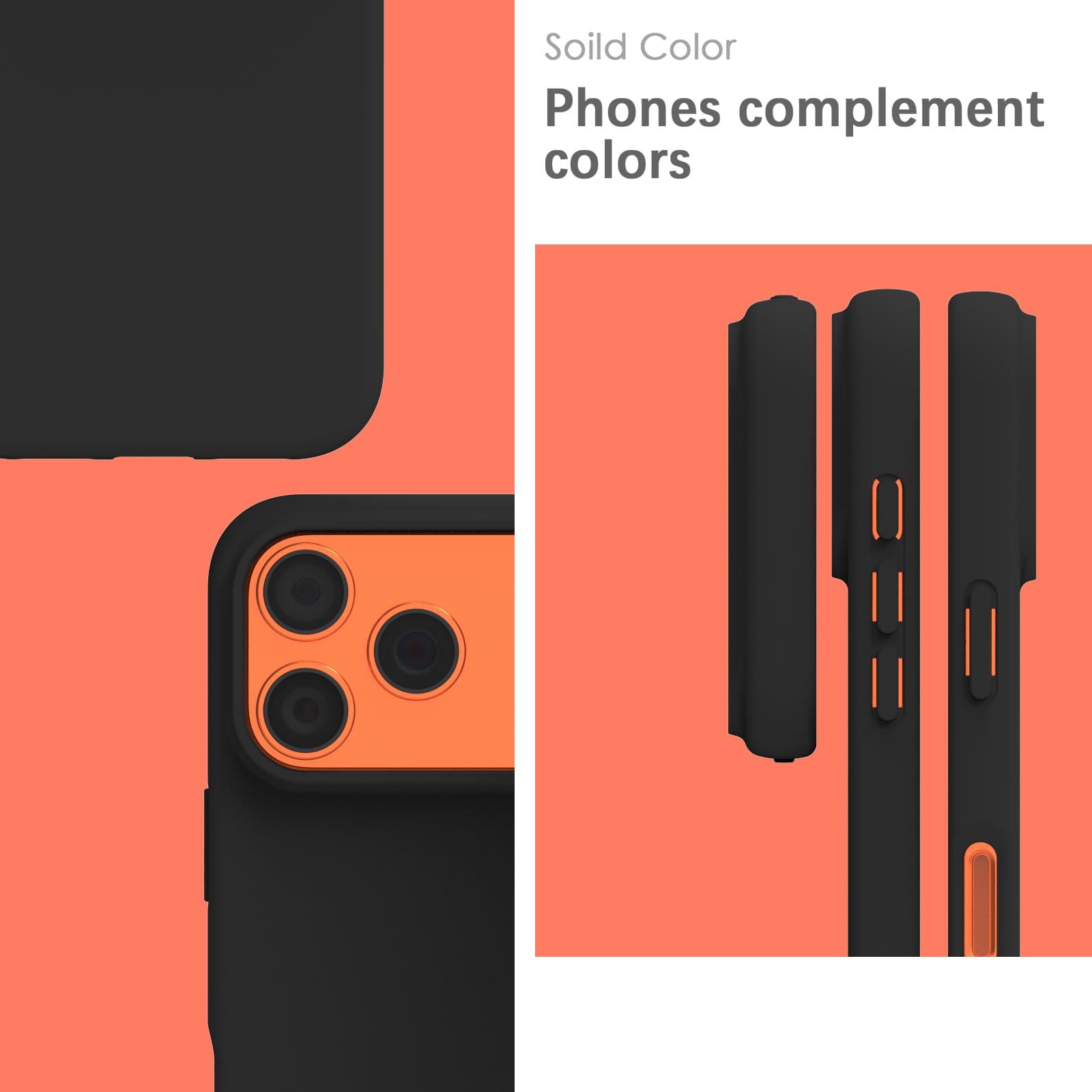 YATWIN Silicone Case for iPhone 17 Pro, Soft-Touch, Shockproof, DustProof, Antiskid Phone Cover for Apple iPhone 17 Pro - Black image 3