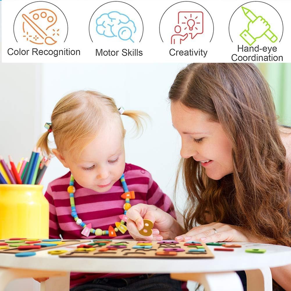 Novo Baby Wooden Learning Educational ABCD Board for Kids, Activity Toys for Toddlers & Preschoolers | ABCD Puzzle Set | Puzzle Toys for 2 Years Old Boys & Girls (Alphabets, Numbers & Shapes) image 5