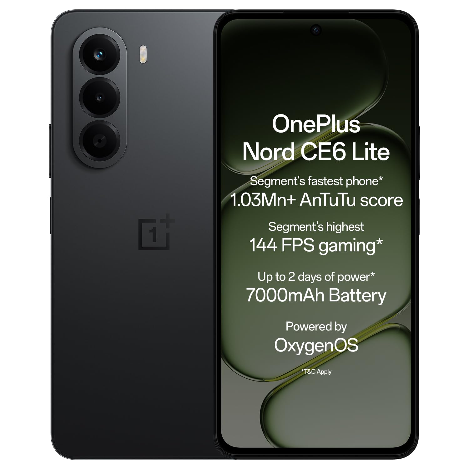 OnePlus Nord CE6 Lite | 6GB+128GB | Hyper Black | Segment's Fastest Dimensity 7400 Apex Processor | 7000mAh Battery | Segment's Highest 144Hz Refresh Rate | 50MP Main Camera, 4K Video Recording