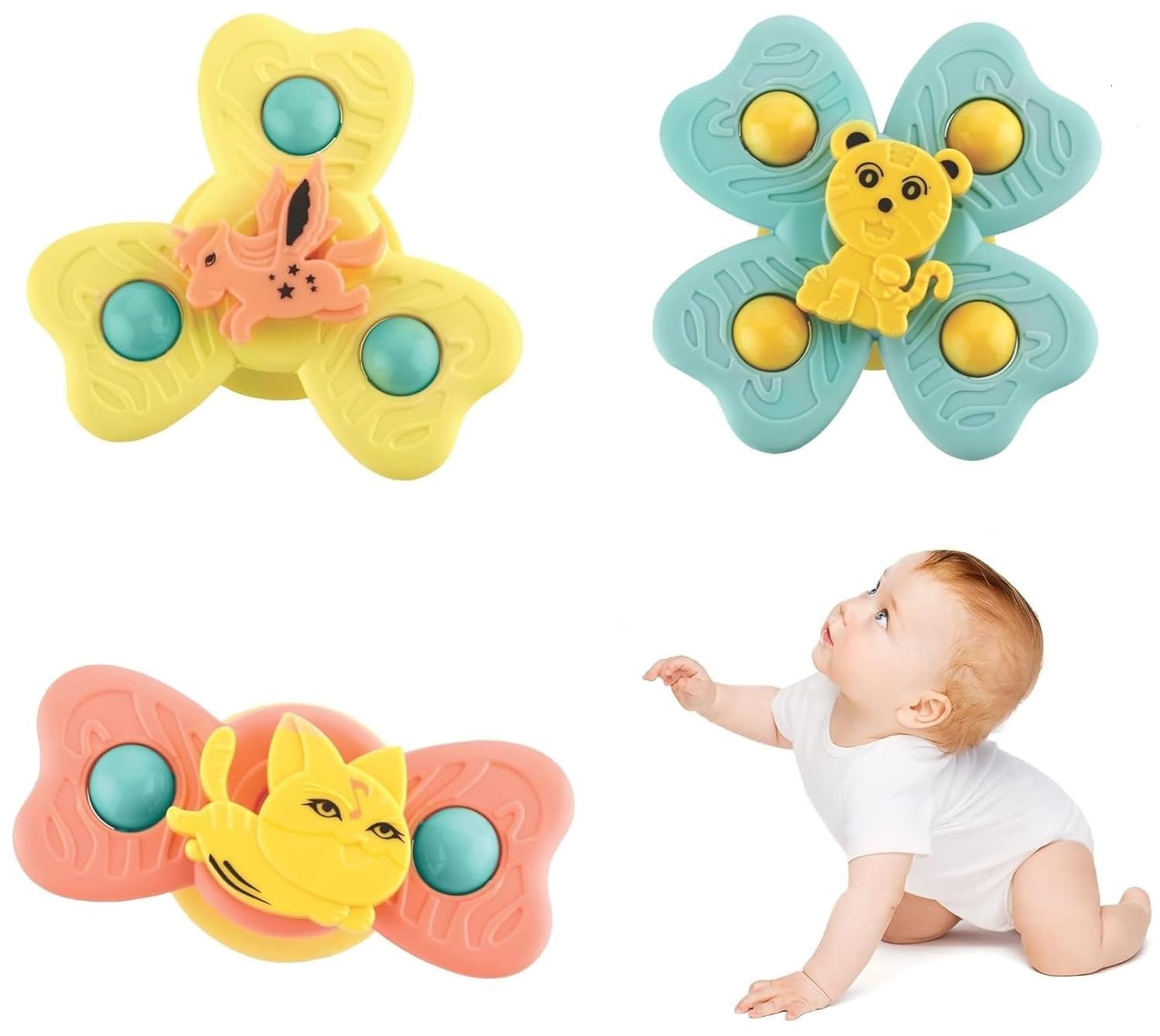 ToyTastic Baby Hand Spinner Toy, Cute Animal Design Fidget Spinner for Kids, Sensory Rotating Spinner Toy for Babies and Toddlers, Colorful Fun Activity Toy