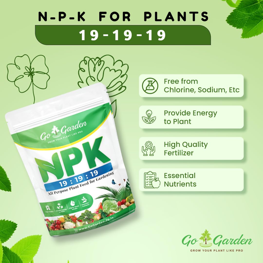 Go Garden NPK 19 19 19 Fertilizer for Plants | Water Soluble Plant Fertilizer for Growth, Flowering & Fruiting | Garden & Indoor Plant Care – 400 Gram image 3