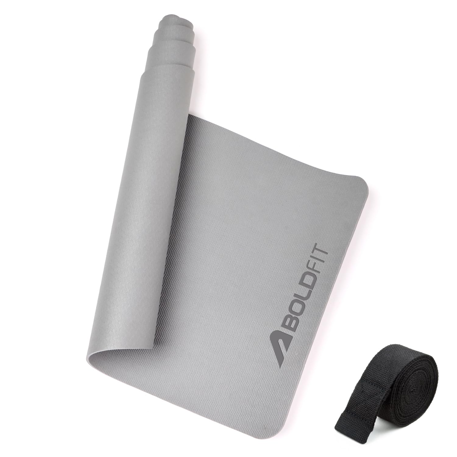 Boldfit Yoga Mats For Women Yoga Mat For Men Exercise Mat For Home Gym Mat Anti Slip YogaMate 5mm Workout Mat YogaMat For Kids Yoga Mate Gym Mats - Grey, Ethylene Vinyl Acetate