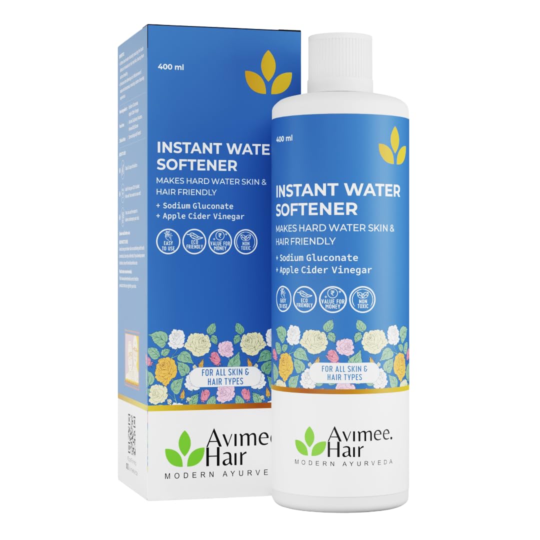 Avimee Herbal Instant Water Softener | Makes Your Water Hair & Skin Friendly | Reduces Hair Fall & Skin Itching | Disables Hardness & Maintains pH Level | Non Toxic and 100% Safe (400ml (Pack of 1))