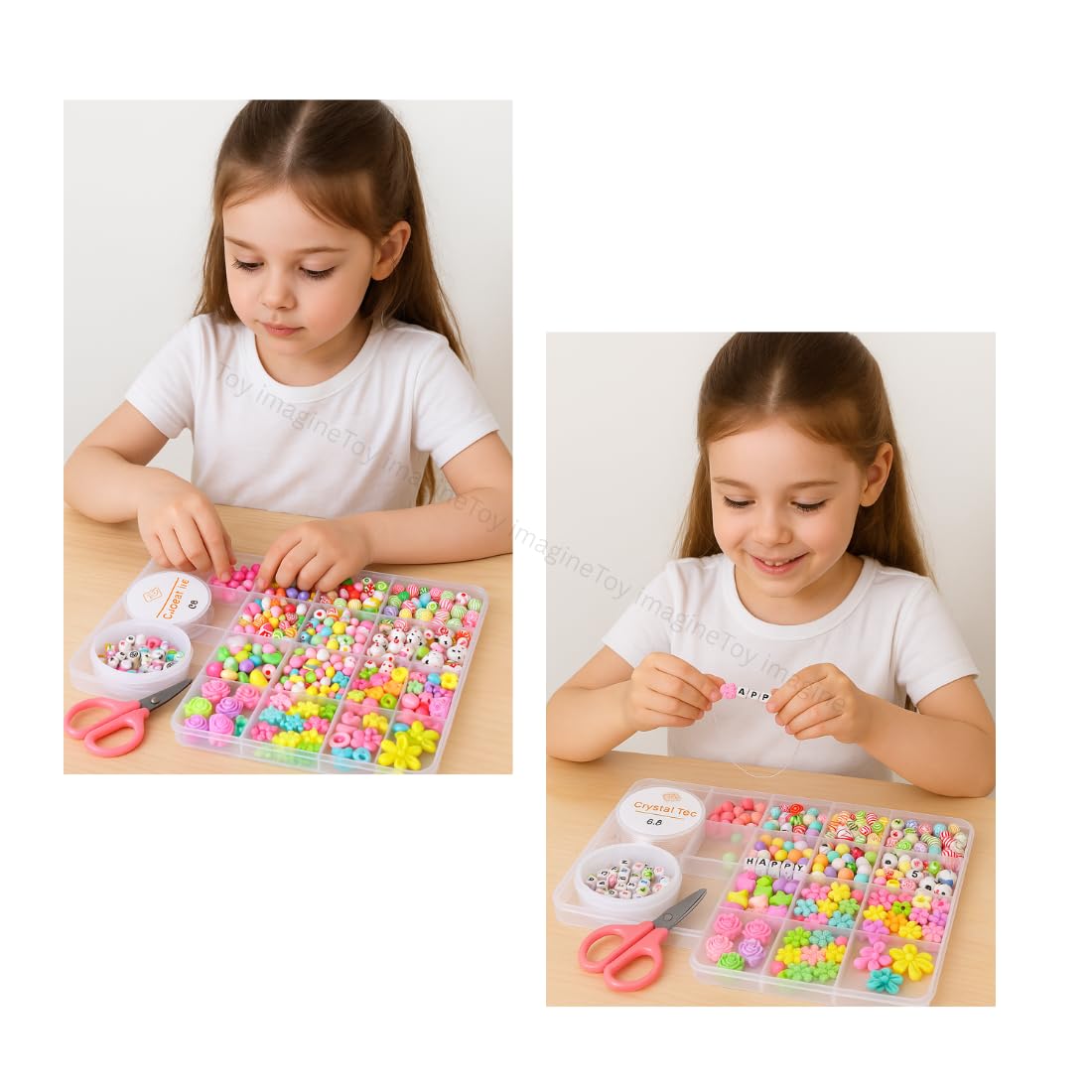 Toy Imagine DIY Bracelet Making Kit for Girls – Beads Kit & Jewelry Craft Set with Charms, Scissors & Elastic String – Beads for Bracelet Making – Gifts for Girls Age 8-10 – Toys for 7-14 Years image 5