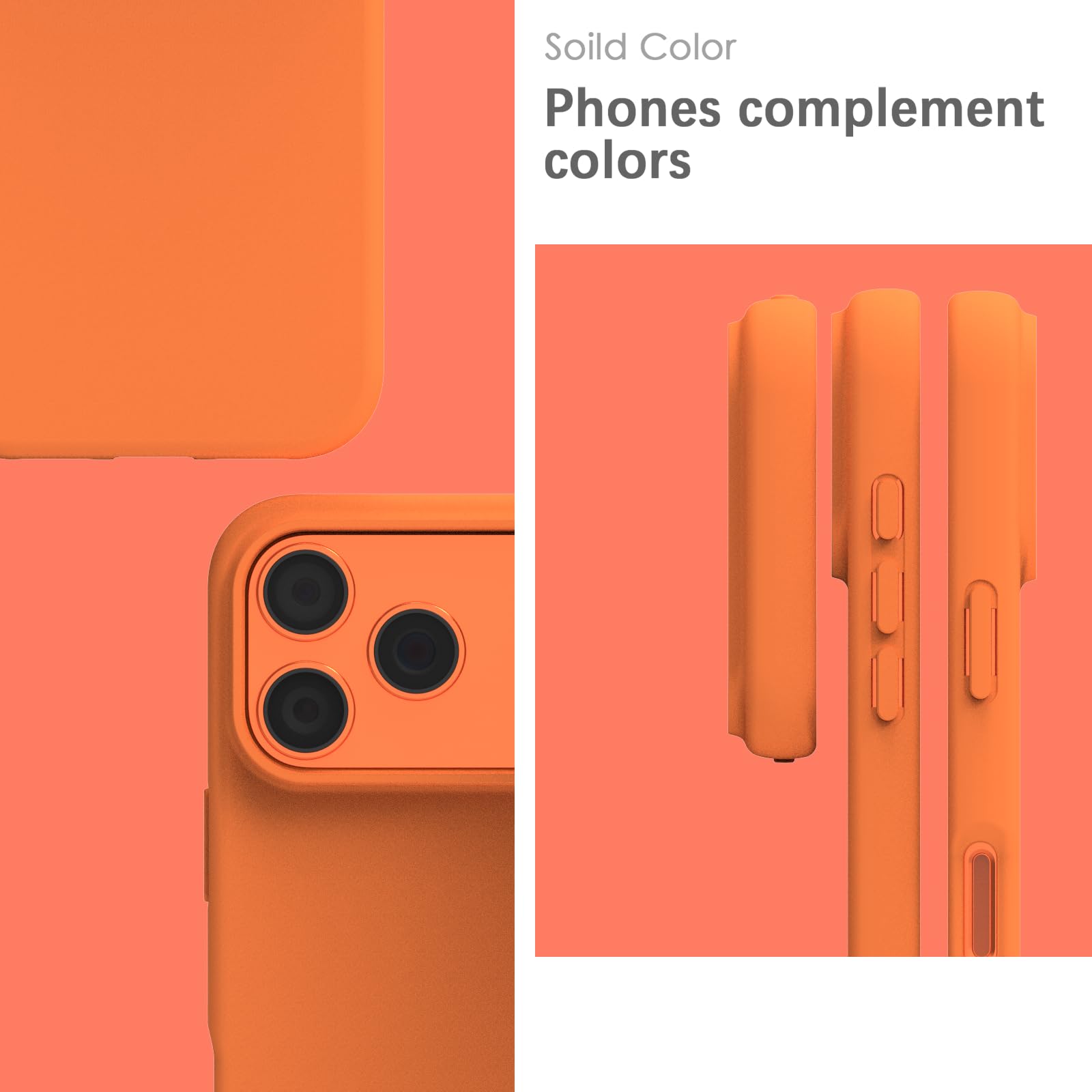 YATWIN Silicone Case for iPhone 17 Pro Max, Soft-Touch, Shockproof, DustProof, Antiskid Phone Cover for Apple iPhone 17 Pro Max - Orange image 3