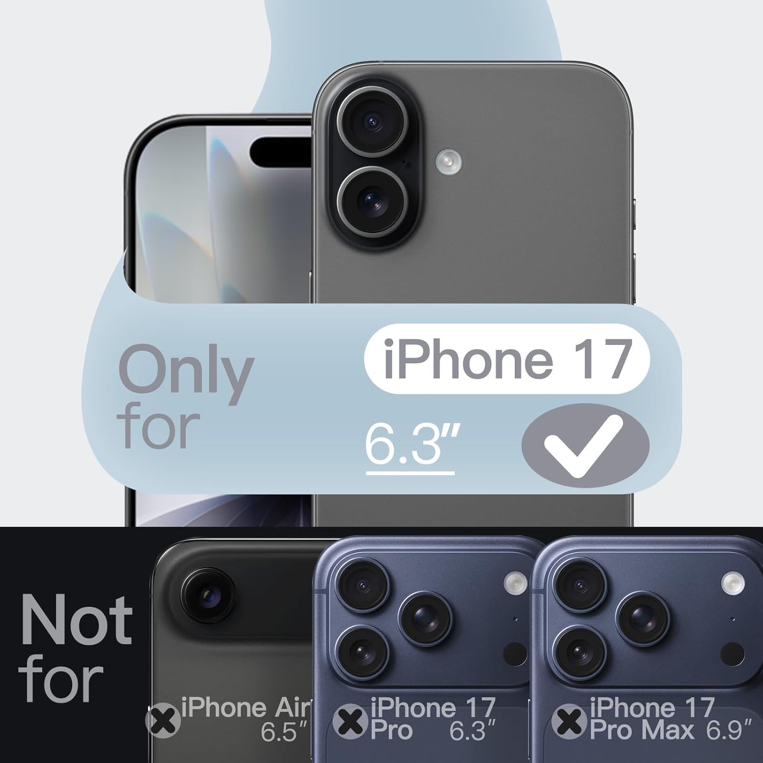 DIZORO Compatible with iPhone 17 Case 6.3, Slim Liquid Silicone 3 Layers Full Covered Soft Gel Rubber Phone Cases Protective Back Cover 6.3 Inch - Black image 4