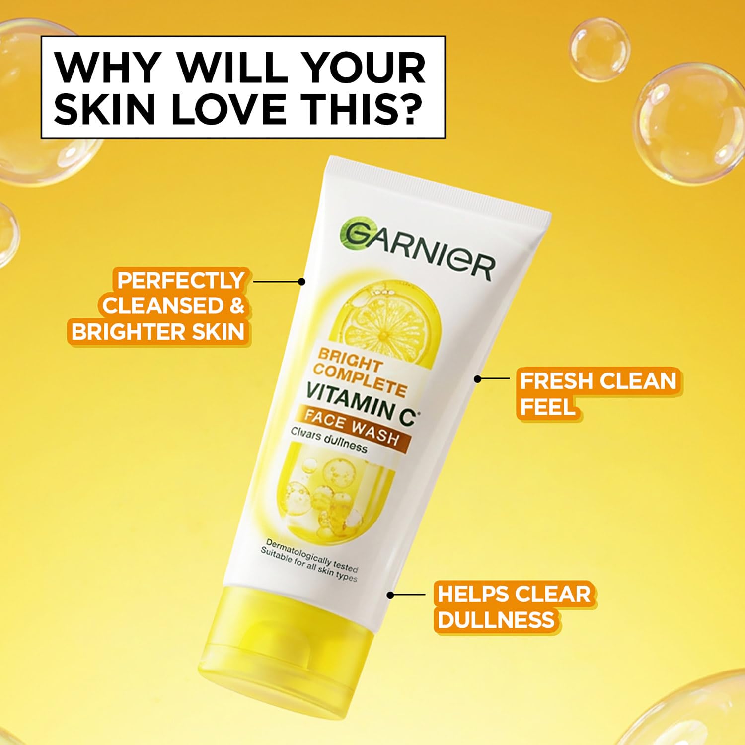 Garnier Skin Naturals, Facewash, Cleansing and Brightening, Bright Complete, 100 g image 4