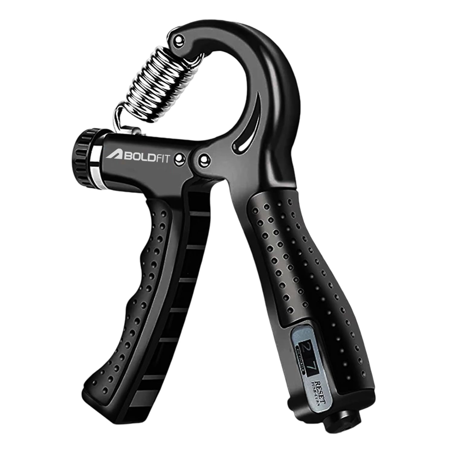 Boldfit Adjustable Hand Grip Strengthener, Hand Gripper With Counter for Men & Women for Gym Workout Hand Exercise Equipment for Forearm, Finger Exercise Power Gripper - 60kg,Alloy Steel,Black